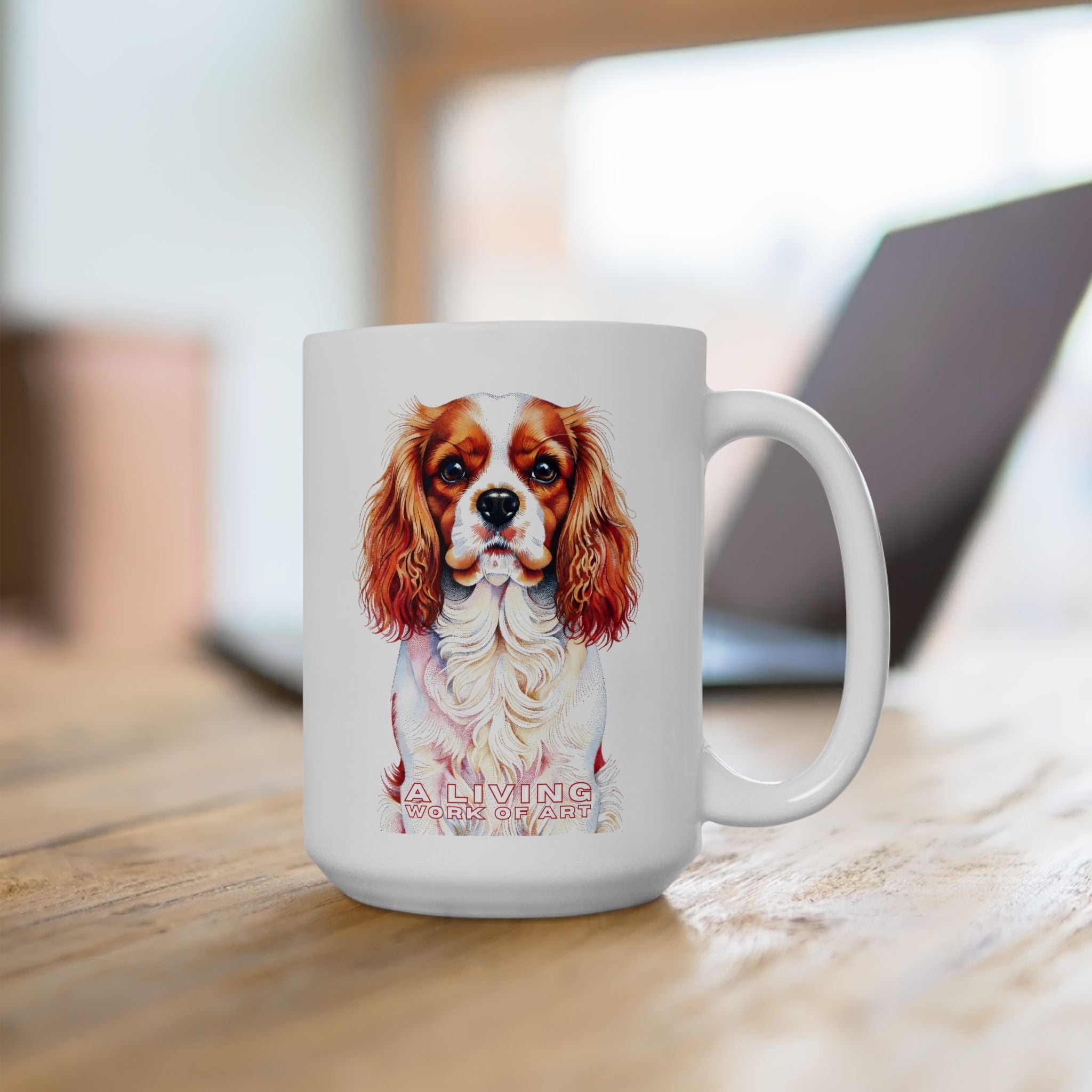 Cavalier King Charles Spaniel Coffee Mug | Living Work of Art Collection | Pointillism Style