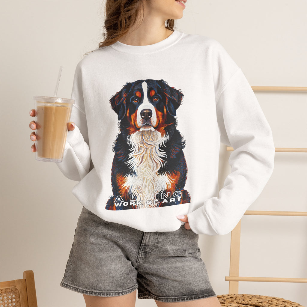 Bernese Mountain Dog Sweatshirt | Living Work of Art Collection | Pointillism Style