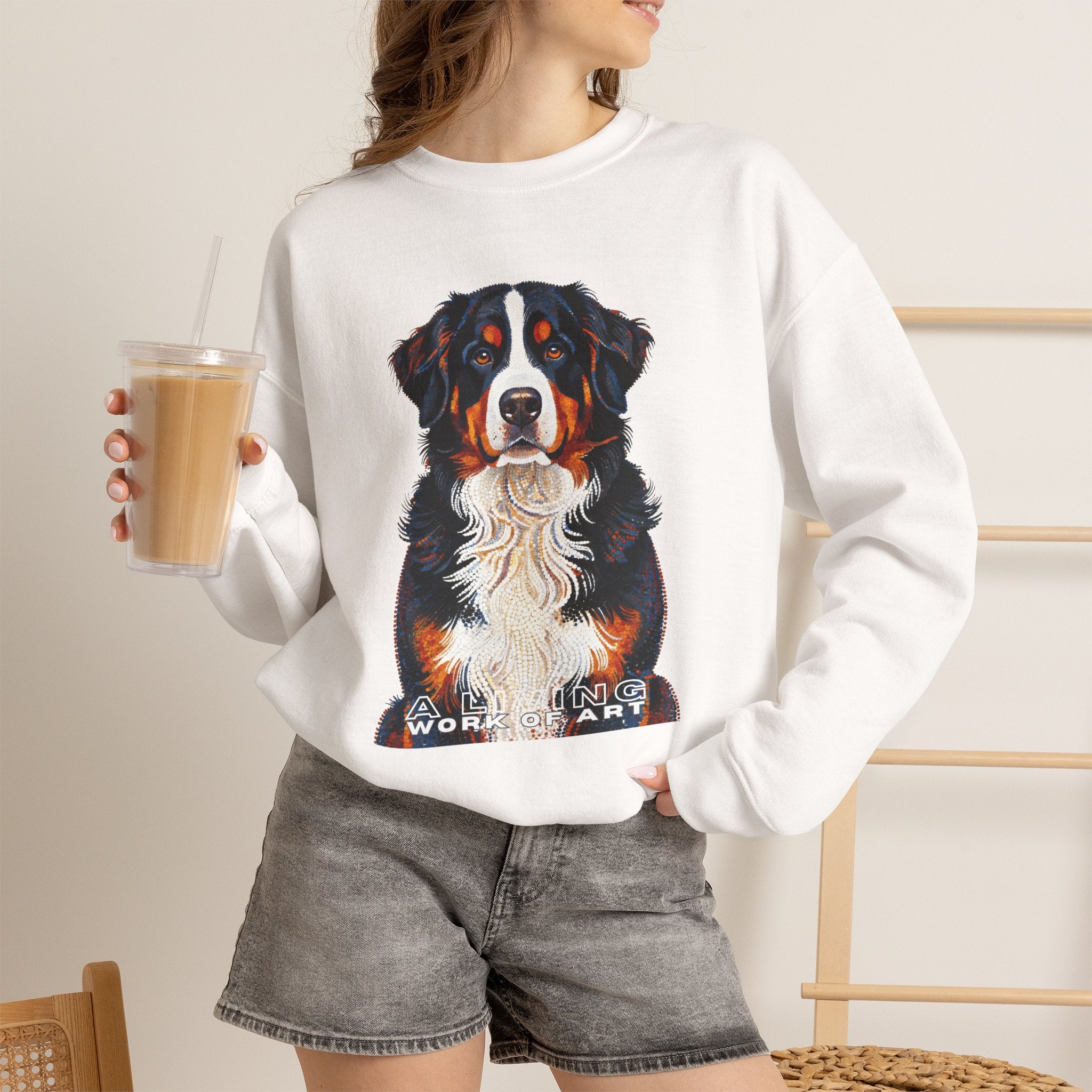 Bernese Mountain Dog Sweatshirt | Living Work of Art Collection | Pointillism Style
