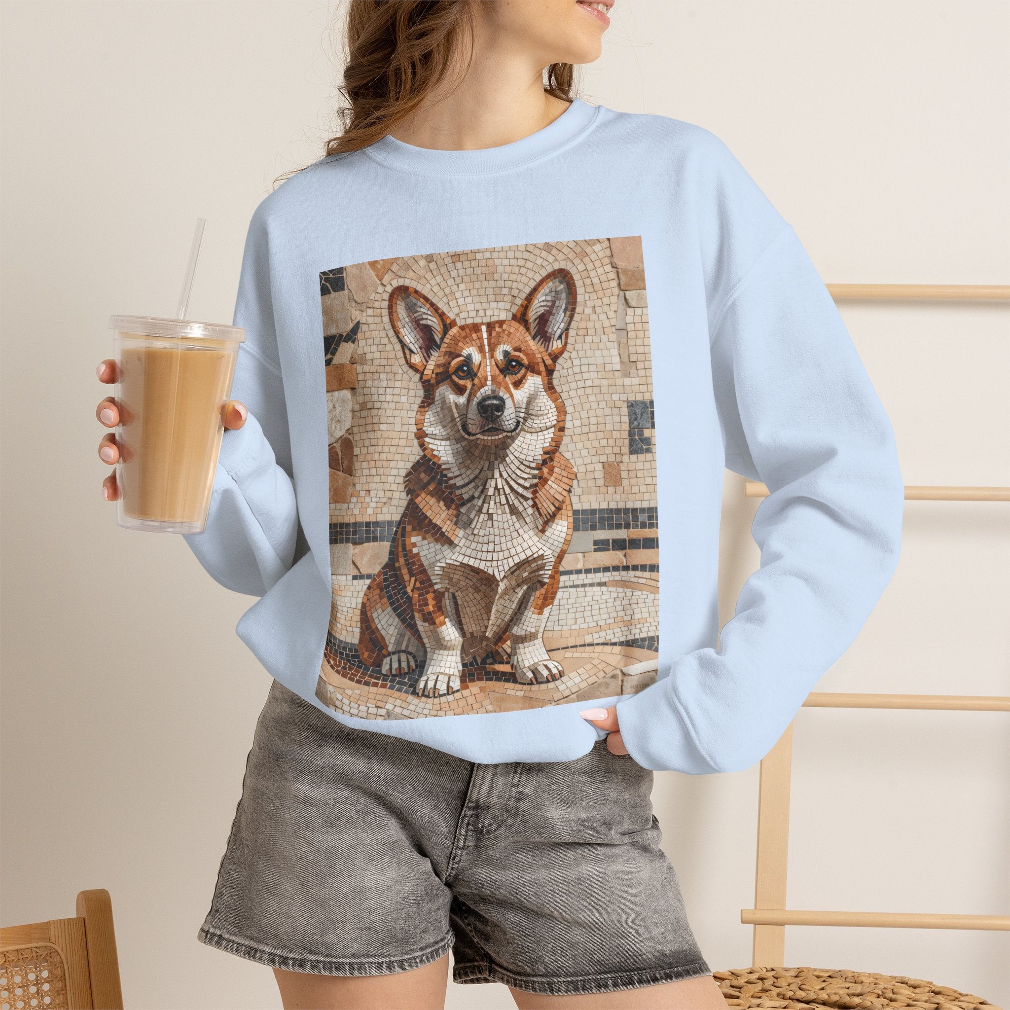 Corgi Sweatshirt | Living Work of Art Collection | Mosaic Style