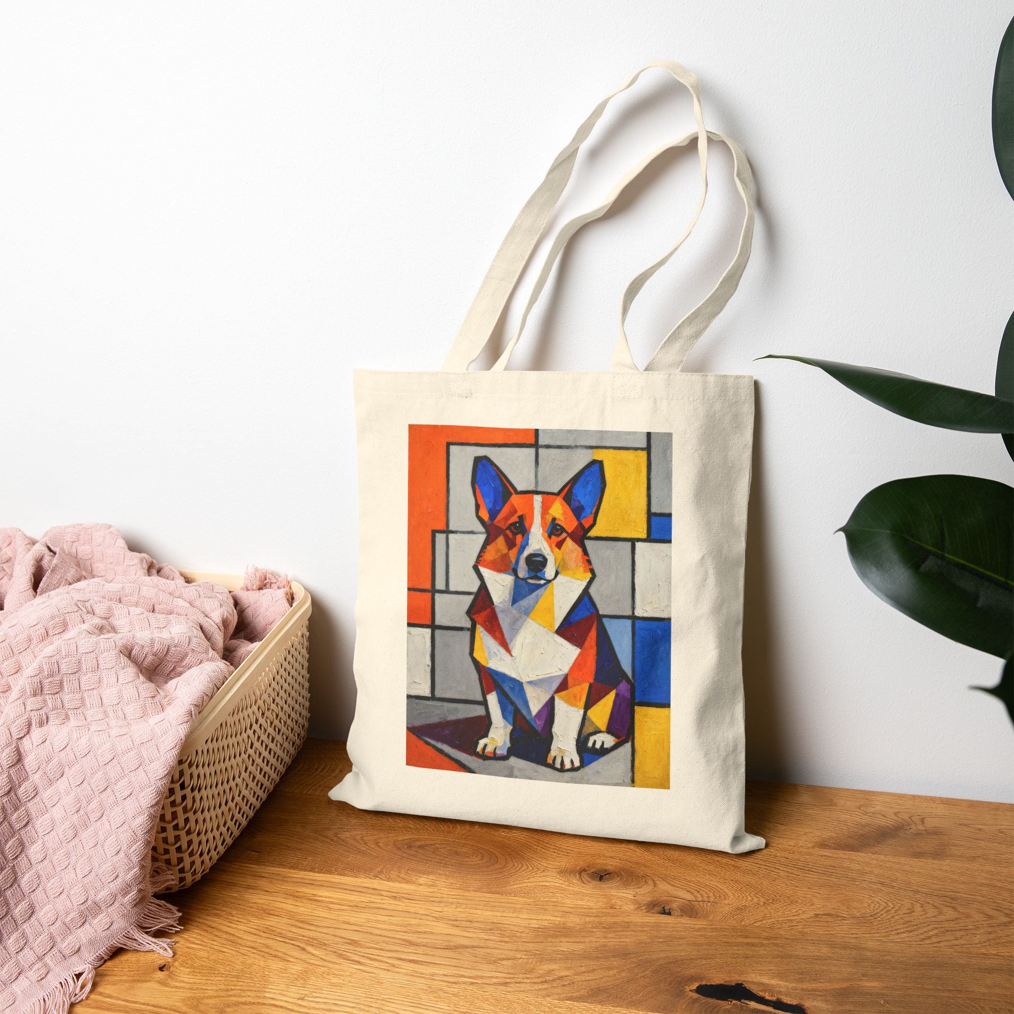 Corgi Tote Bag | Living Work of Art Collection | Cubist Style