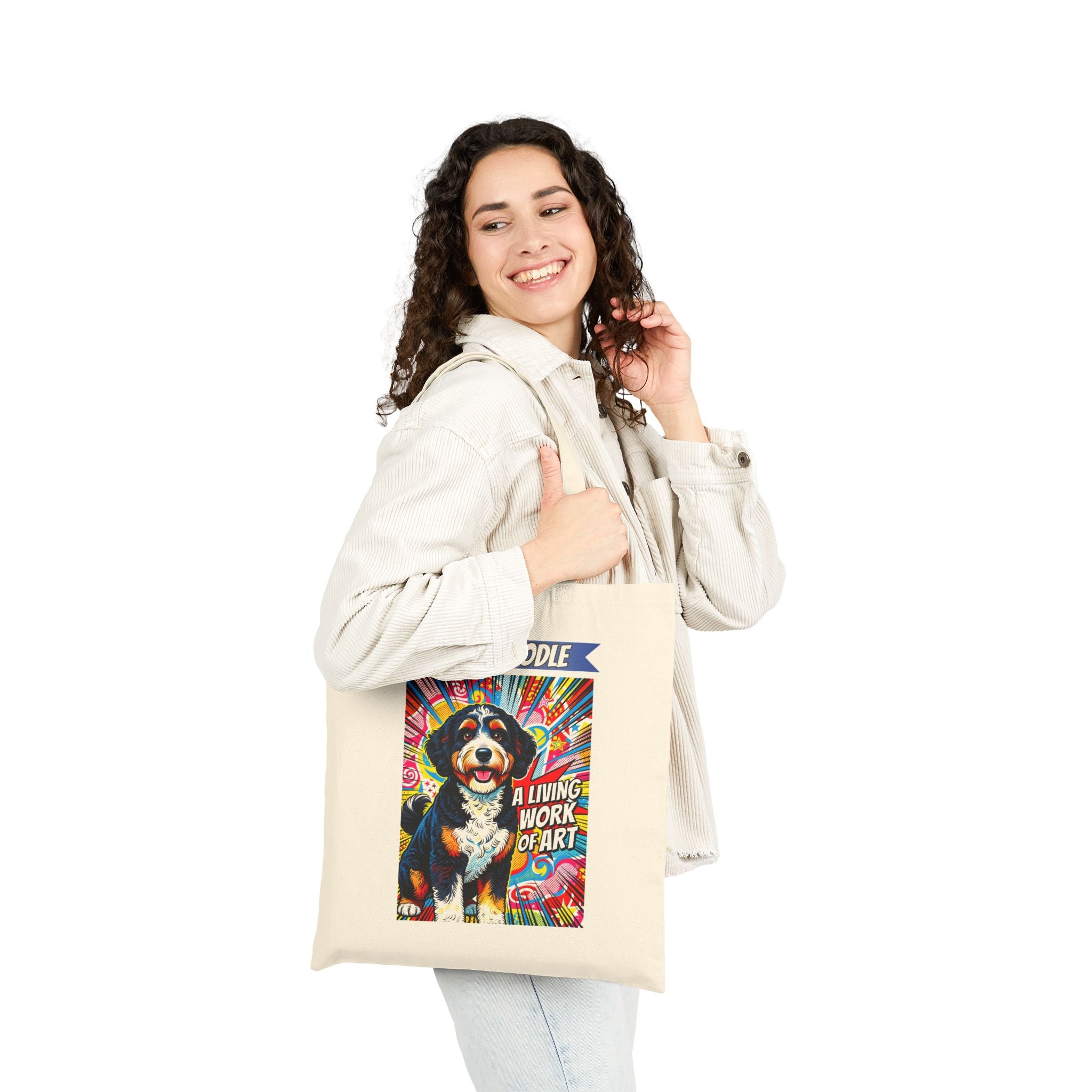 Bernedoodle Tote Bag | Living Work of Art Collection | Pop Art