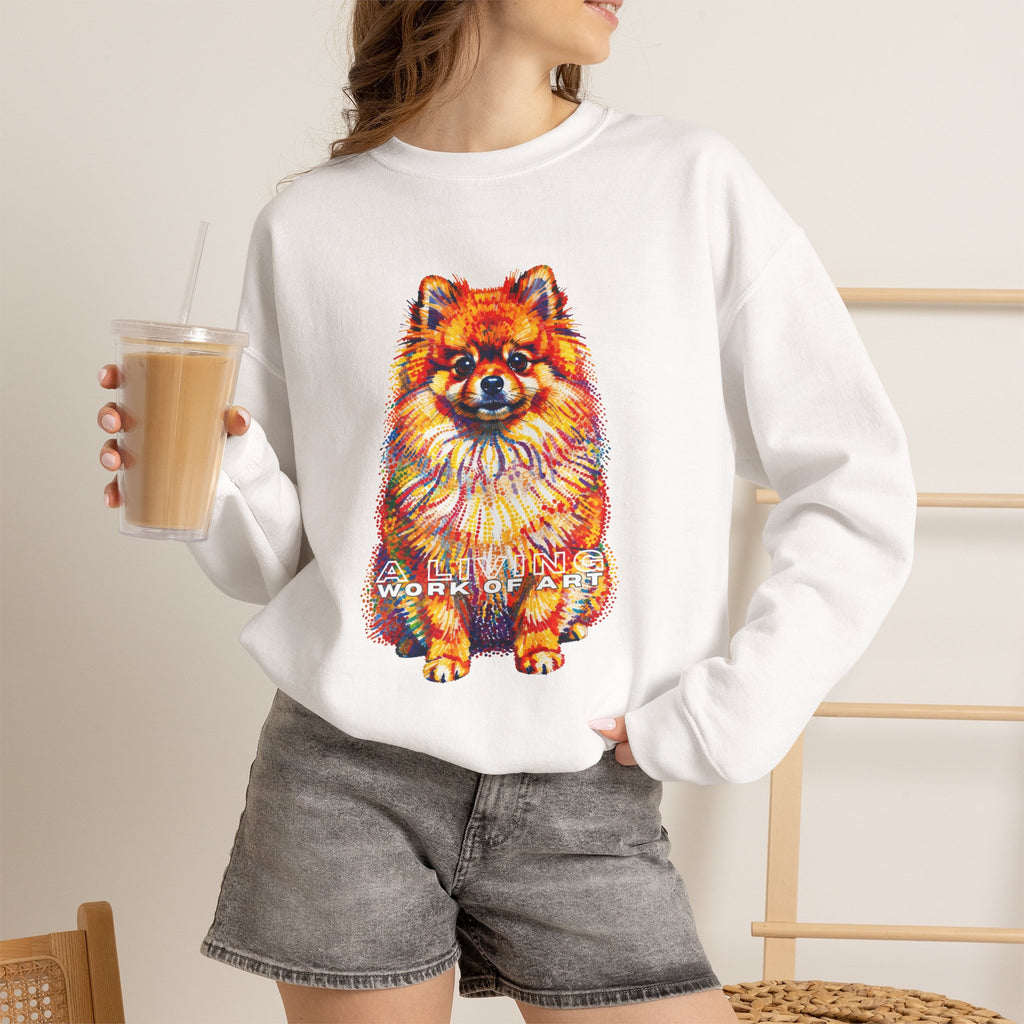 Pomeranian Sweatshirt | Living Work of Art Collection | Pointillism Style
