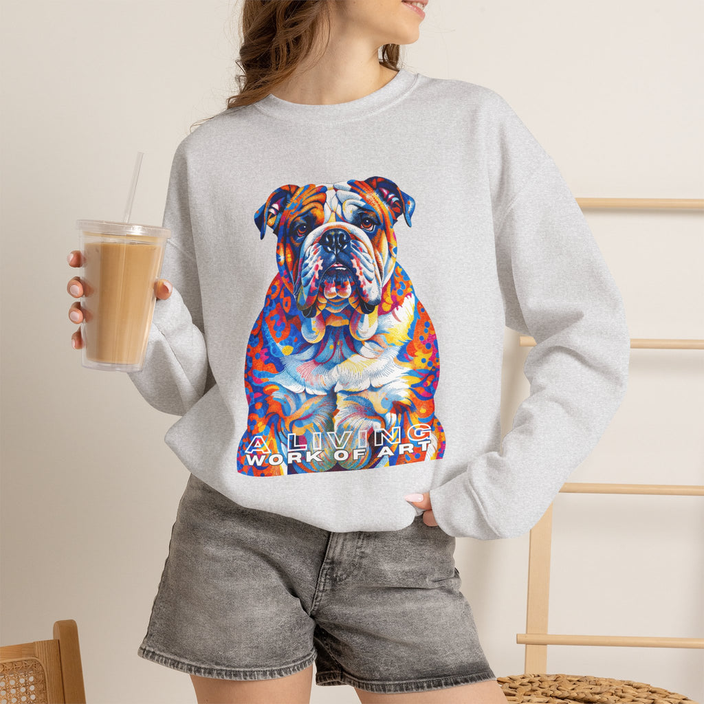 Bulldog Sweatshirt | Living Work of Art Collection | Pointillism Style