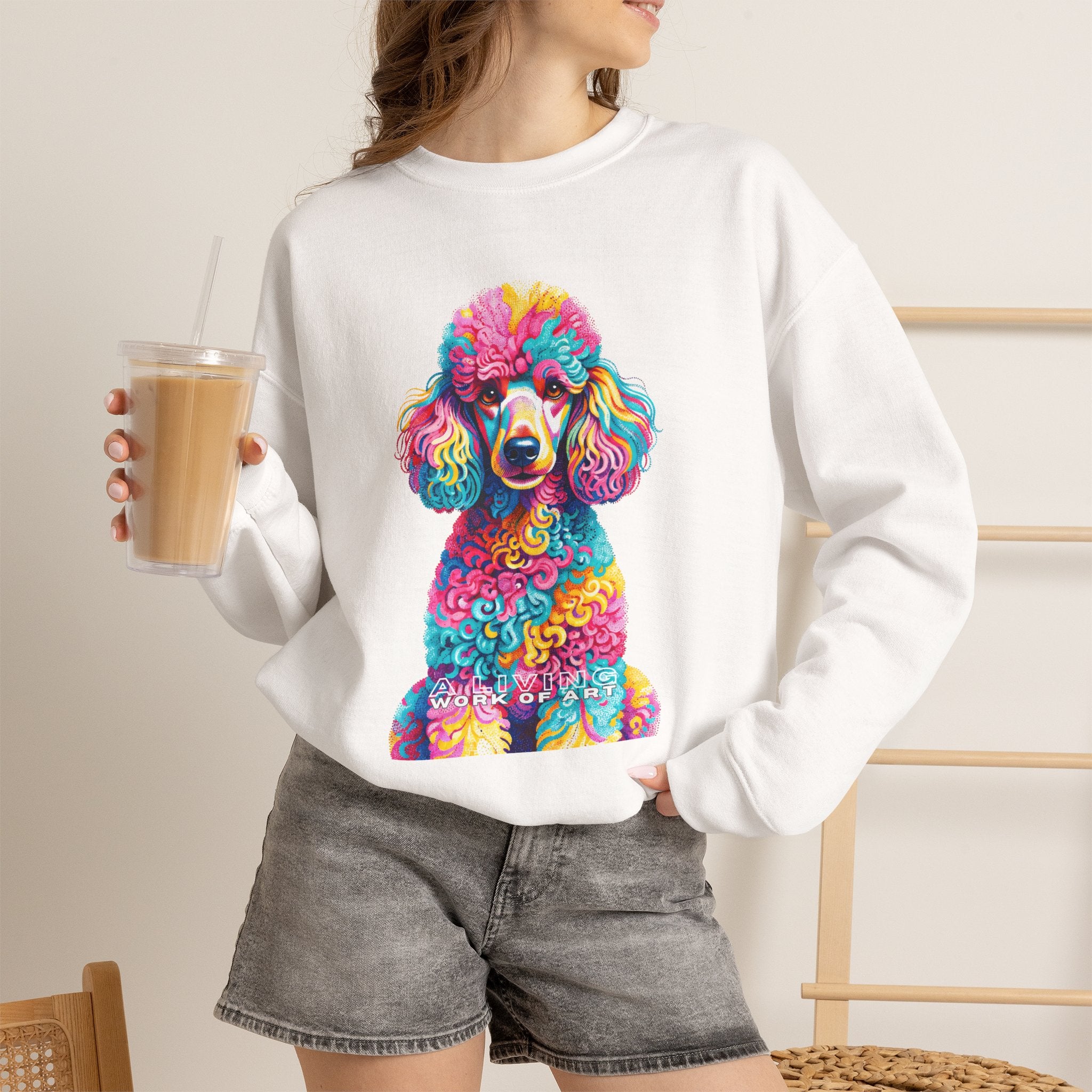Poodle Sweatshirt | Living Work of Art Collection | Pointillism Style