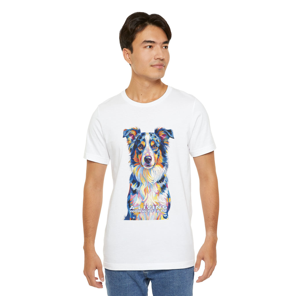 Australian Shepherd T Shirt | Living Work of Art Collection | Pointillism Style