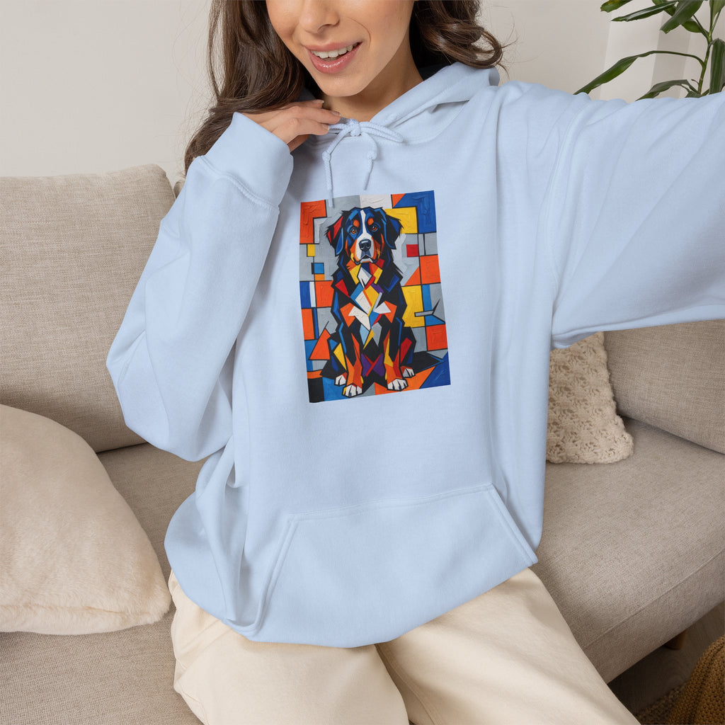 Bernese Mountain Dog Hoodie | Living Work of Art Collection | Cubist Style