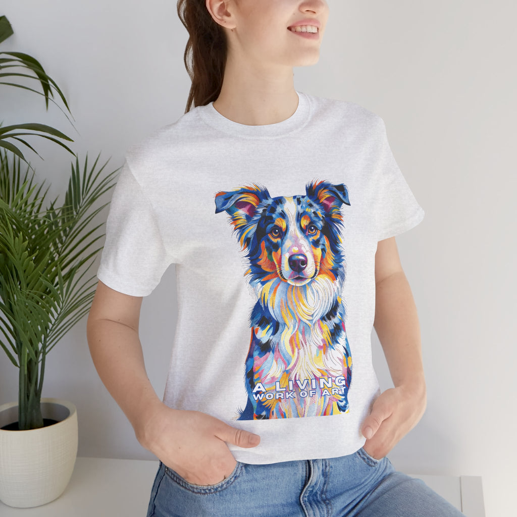 Australian Shepherd T Shirt | Living Work of Art Collection | Pointillism Style