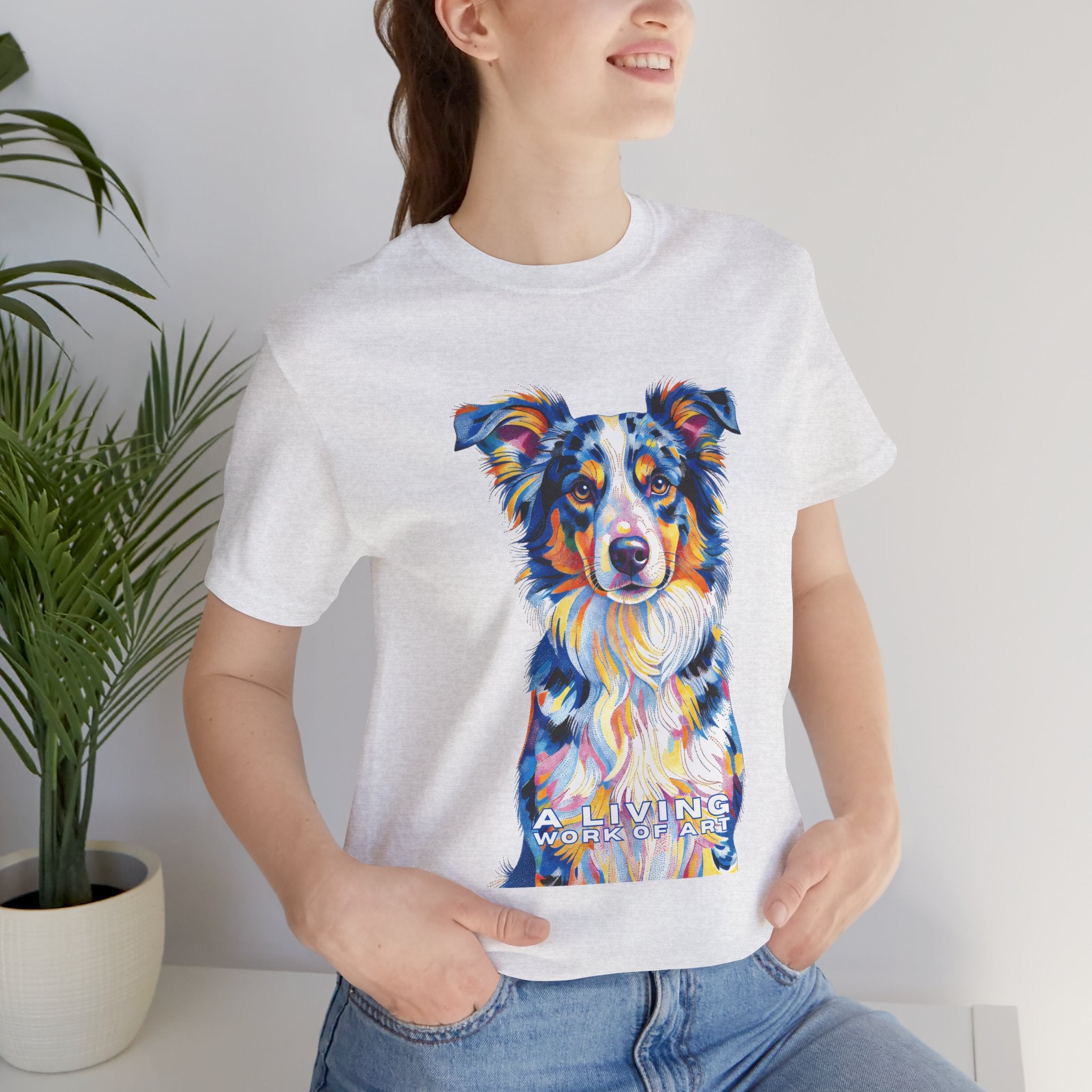 Australian Shepherd T Shirt | Living Work of Art Collection | Pointillism Style