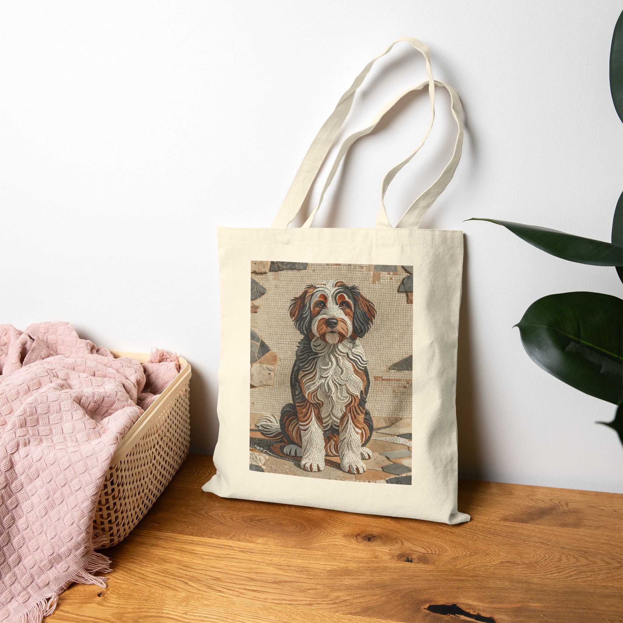 Bernedoodle Tote Bag | Living Work of Art Collection | Mosaic Style
