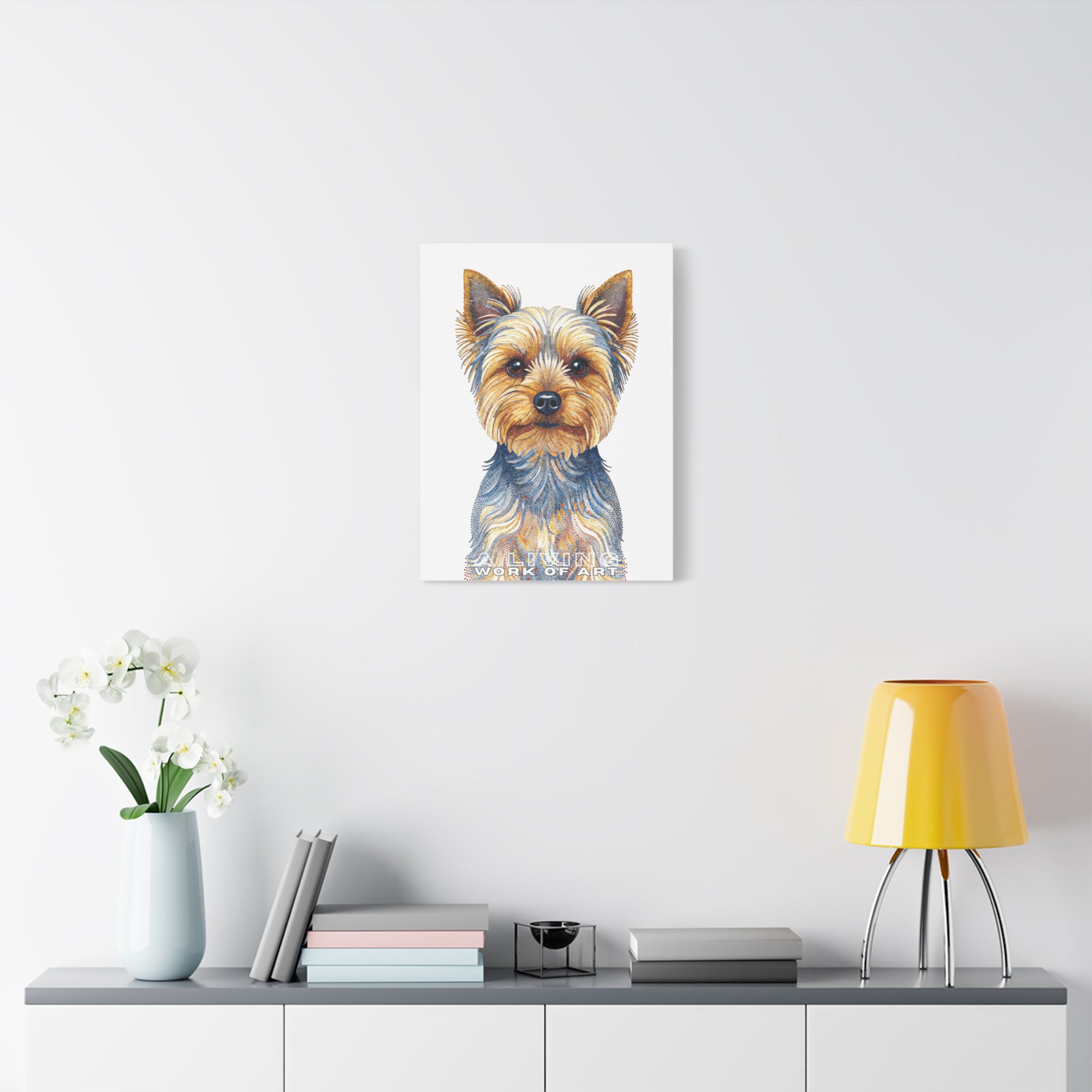 Yorkshire Terrier Canvas Wall Art | Living Work of Art Collection | Pointillism Style Print
