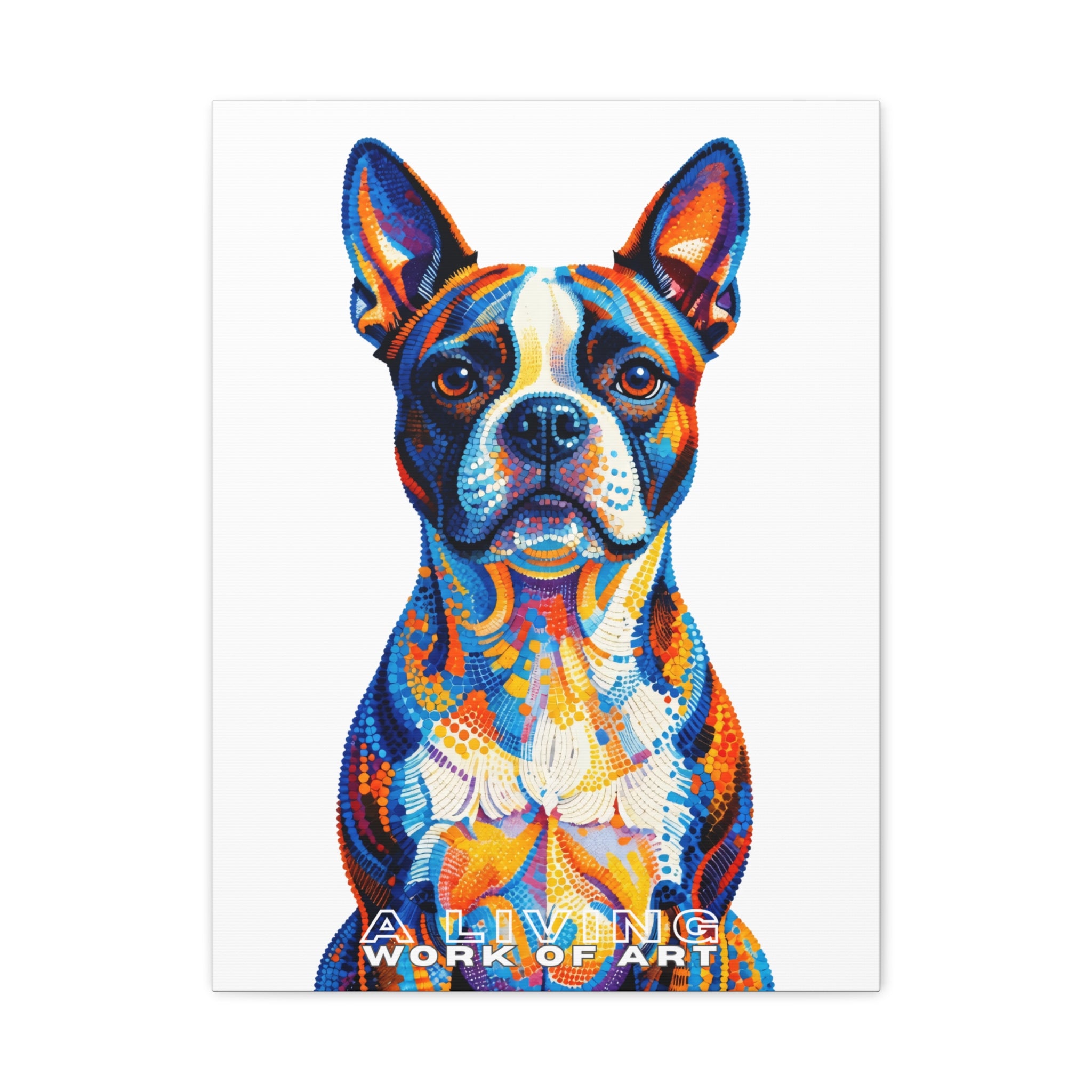 Boston Terrier Canvas Wall Art | Living Work of Art Collection | Pointillism Style Print