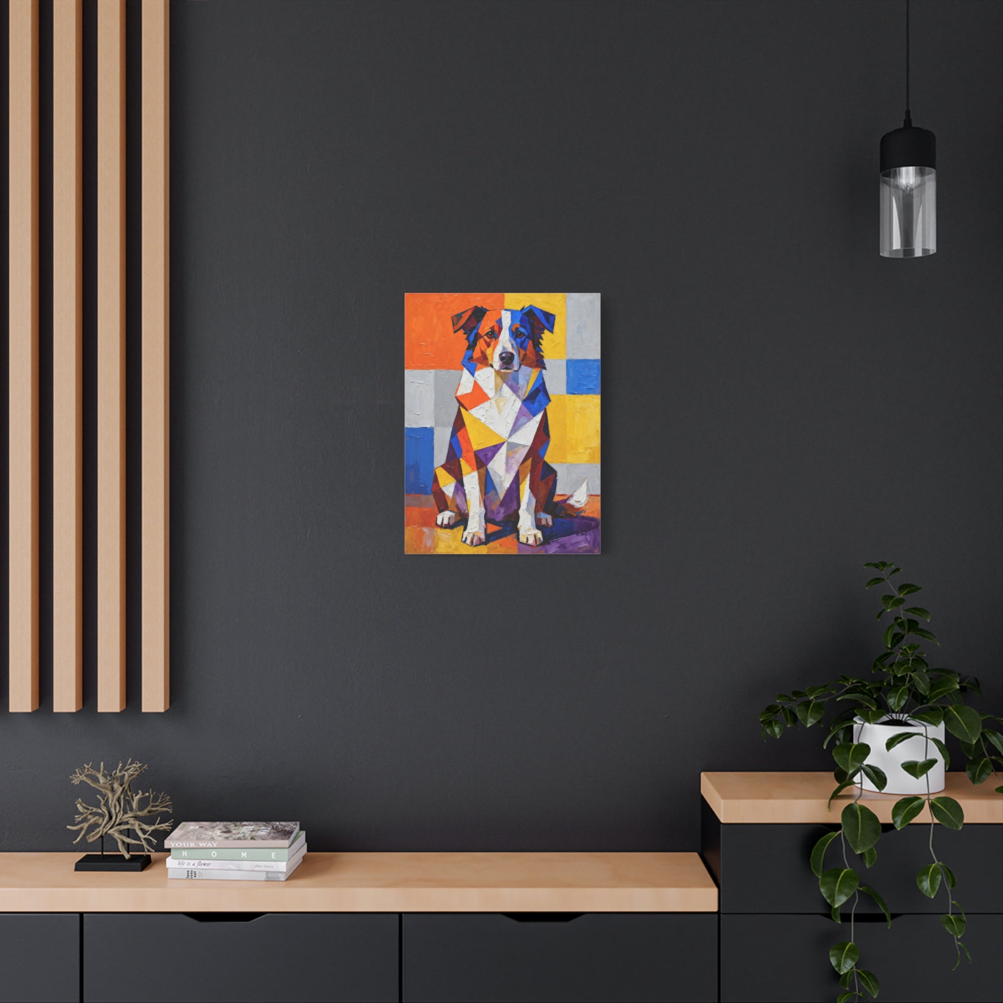 Australian Shepherd Canvas Wall Art | Living Work of Art Collection | Cubist Style Print