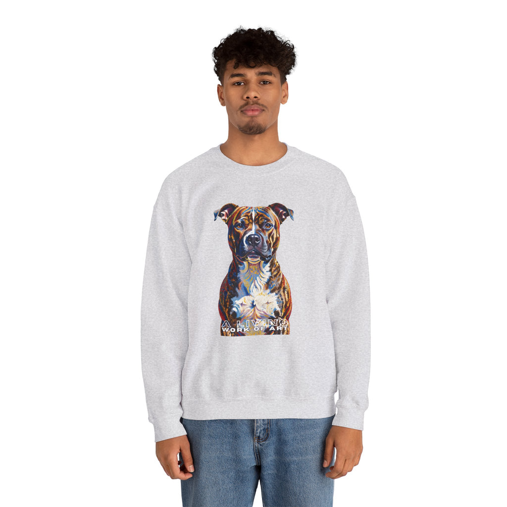 Staffordshire Bull Terrier Sweatshirt | Living Work of Art Collection | Pointillism Style