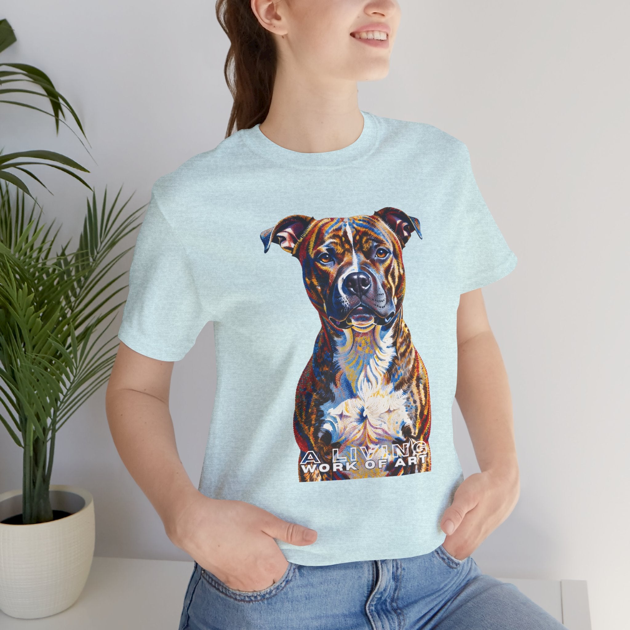 Staffordshire Bull Terrier T Shirt | Living Work of Art Collection | Pointillism Style