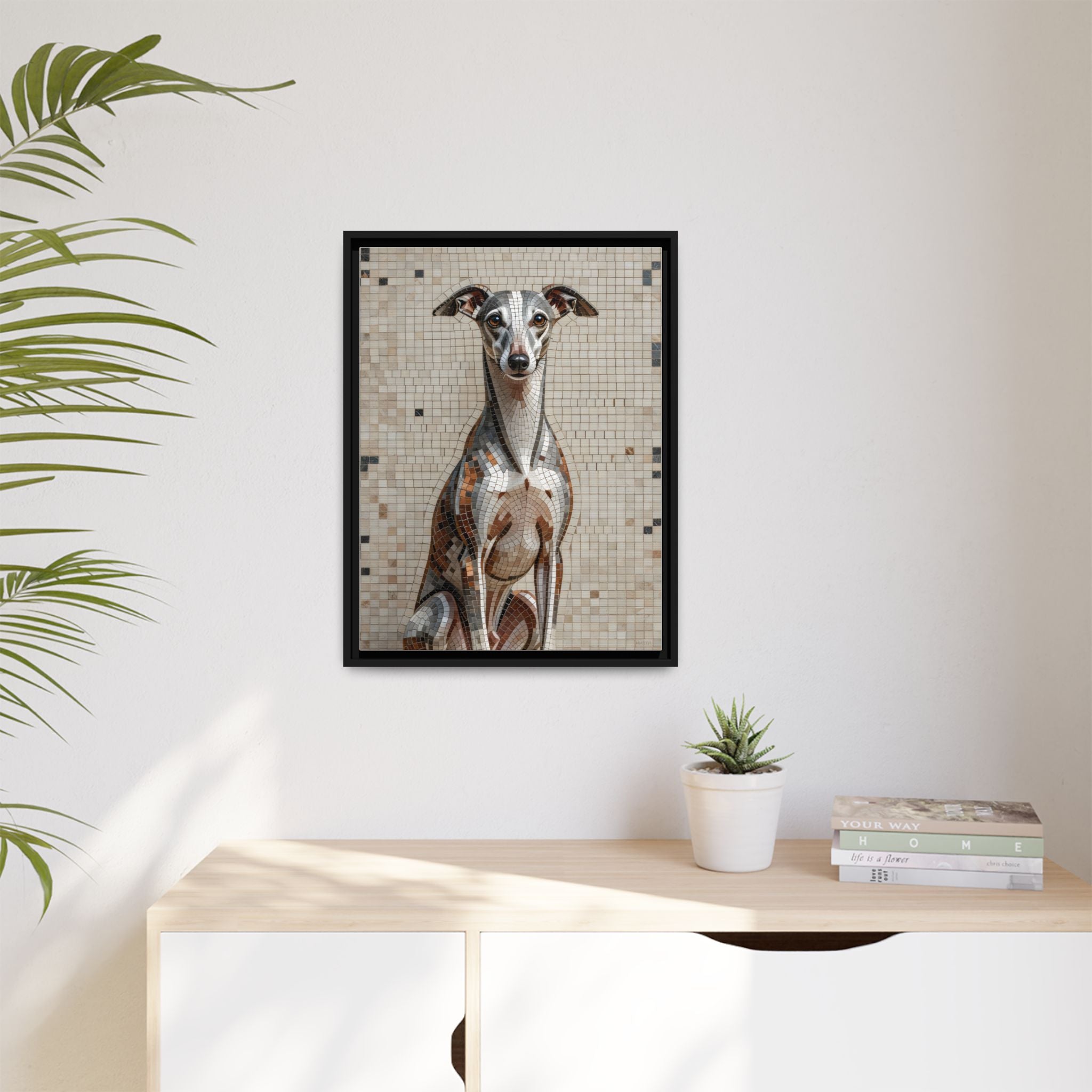 Whippet Canvas Wall Art | Living Work of Art Collection | Mosaic Style Print