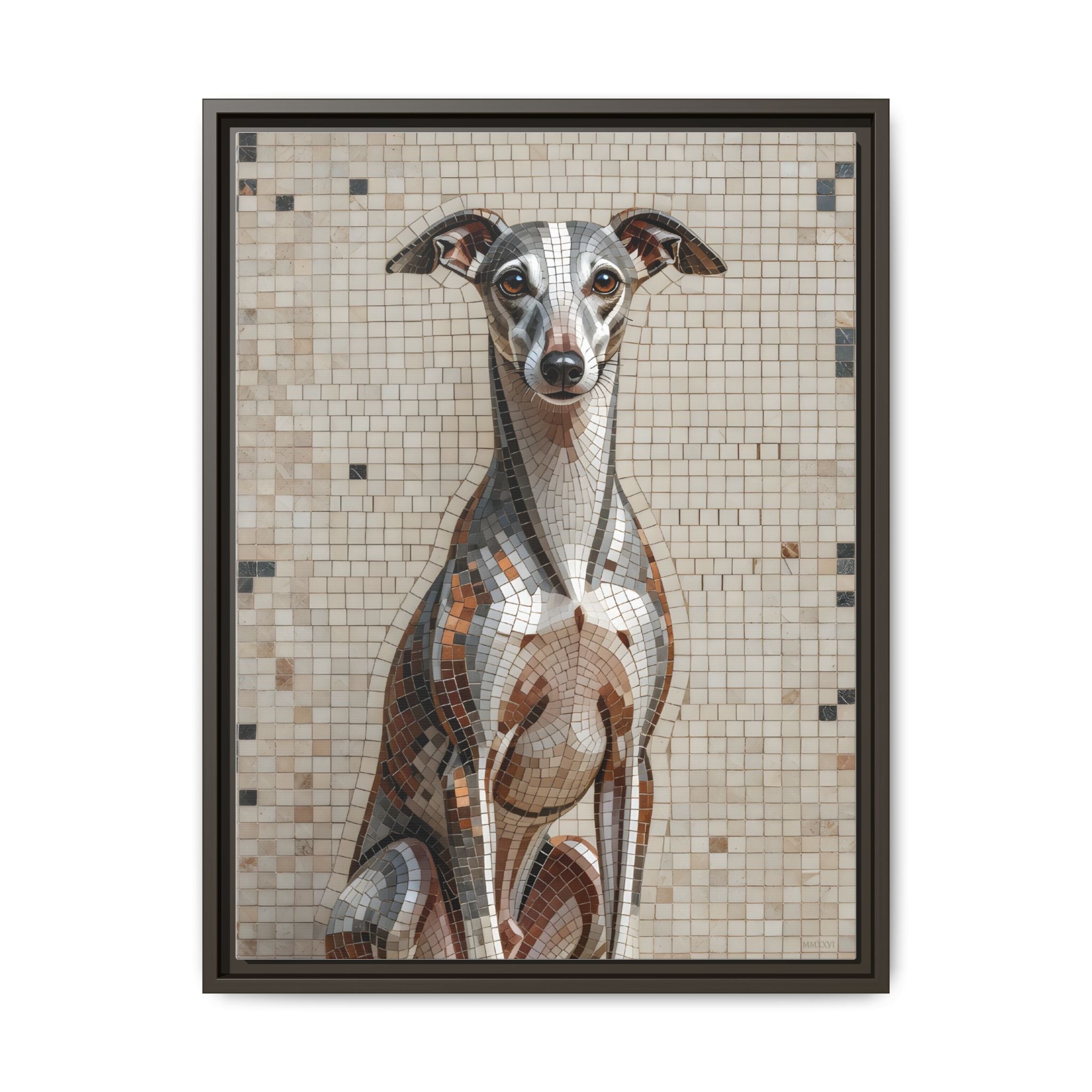 Whippet Canvas Wall Art | Living Work of Art Collection | Mosaic Style Print