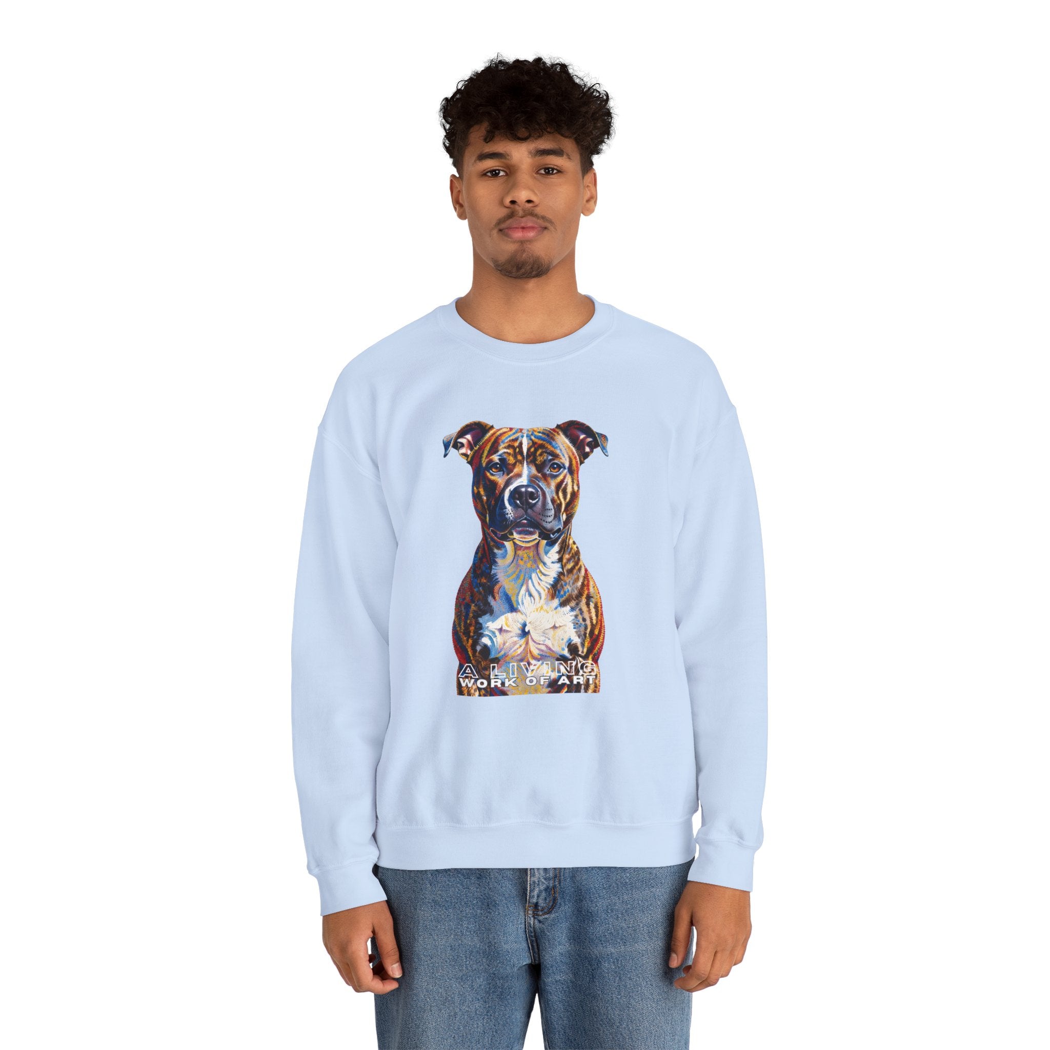Staffordshire Bull Terrier Sweatshirt | Living Work of Art Collection | Pointillism Style