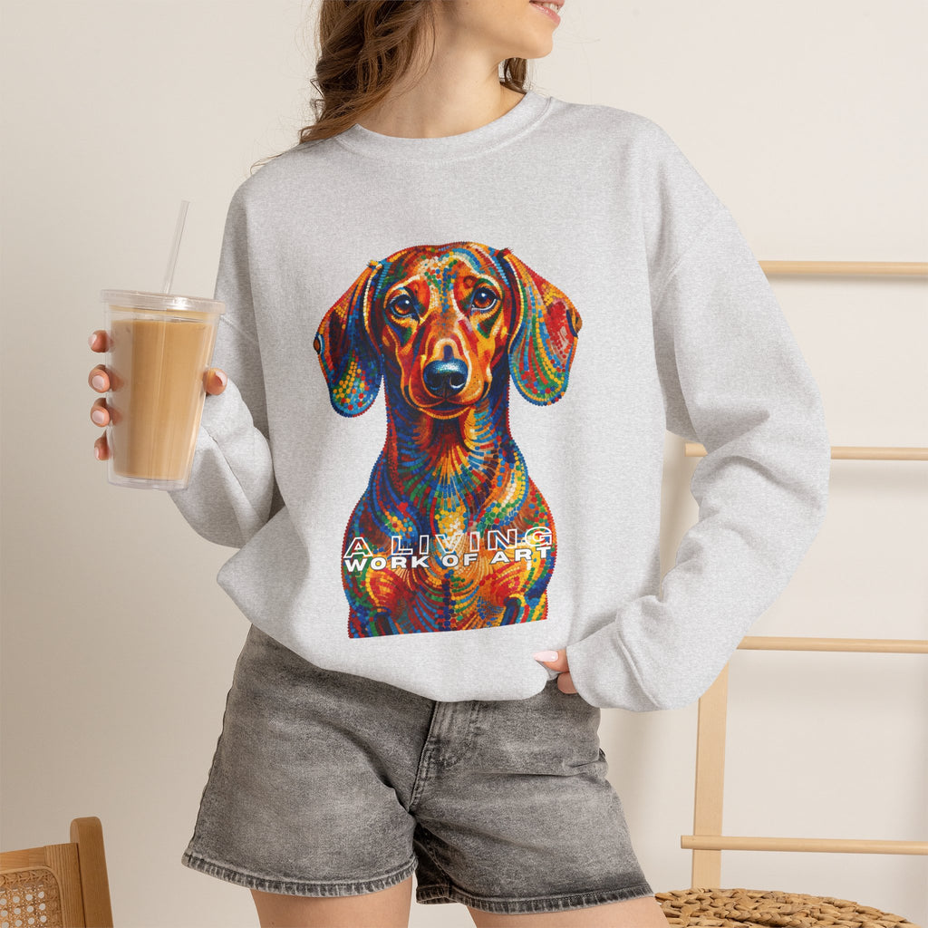 Dachshund Sweatshirt | Living Work of Art Collection | Pointillism Style
