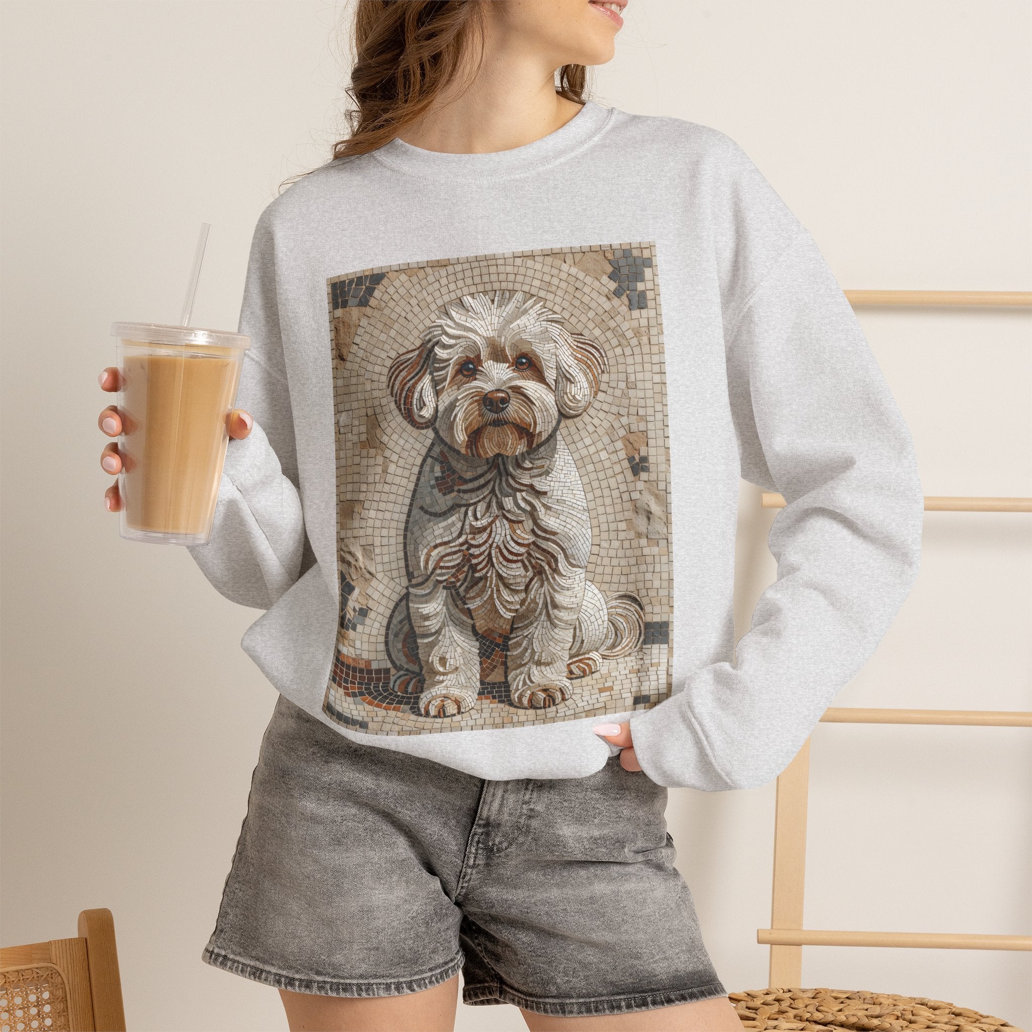 Bichon Frise Sweatshirt | Living Work of Art Collection | Mosaic Style