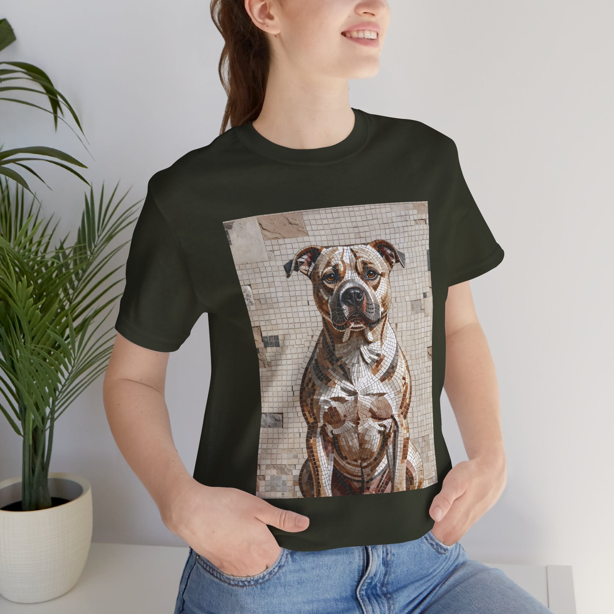 Staffordshire Bull Terrier T Shirt | Living Work of Art Collection | Mosaic Style