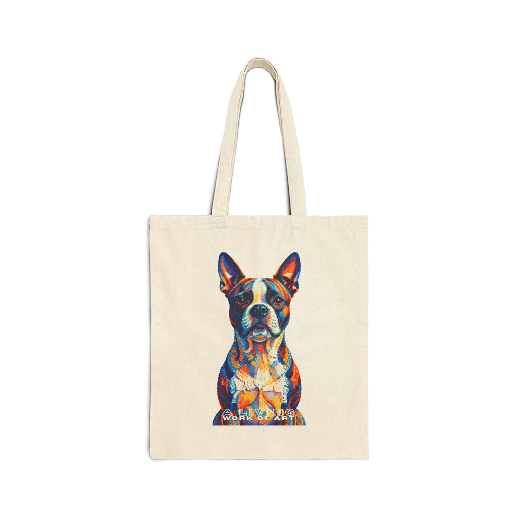 Boston Terrier Tote Bag | Living Work of Art Collection | Pointillism Style