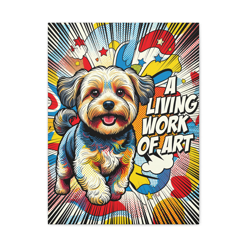 Yorkipoo Canvas Wall Art - Pop Art Style Fine Art Print | Living Work of Art Collection