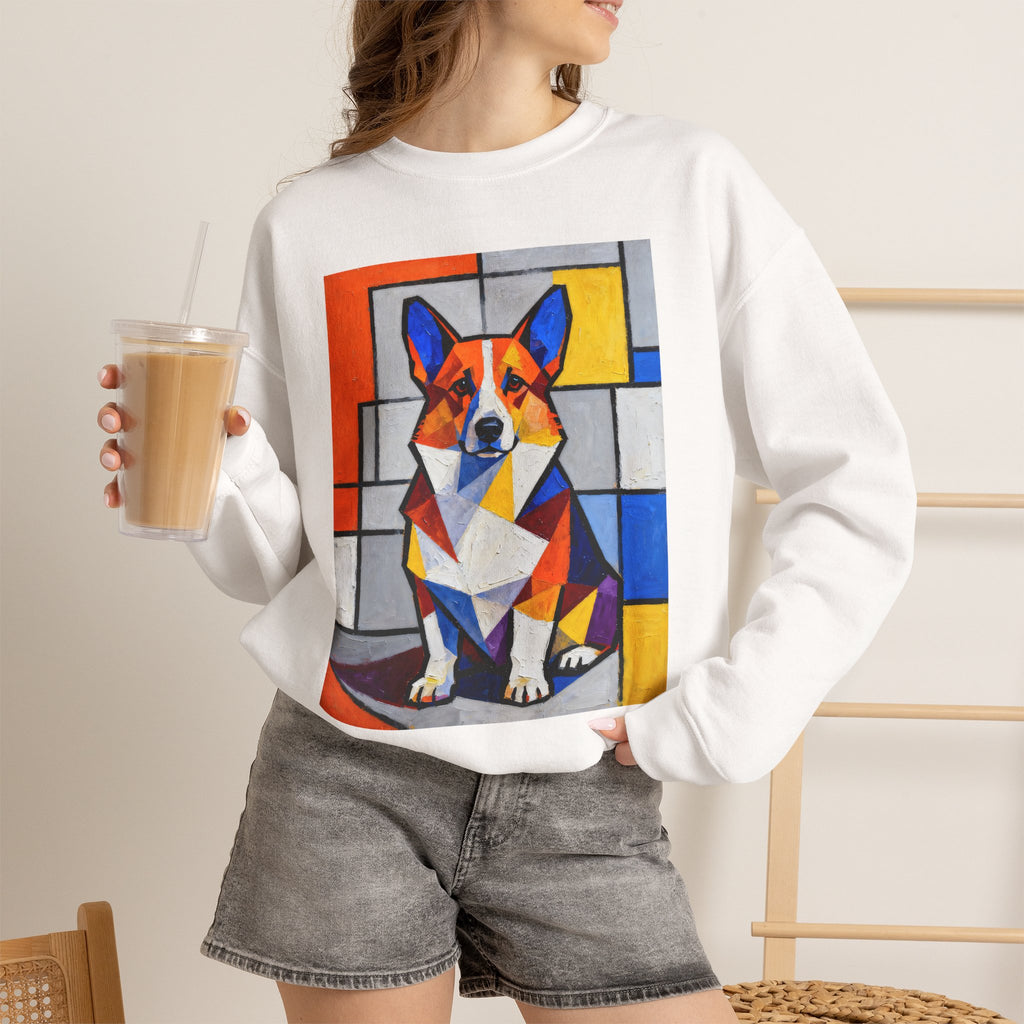 Corgi Sweatshirt | Living Work of Art Collection | Cubist Style