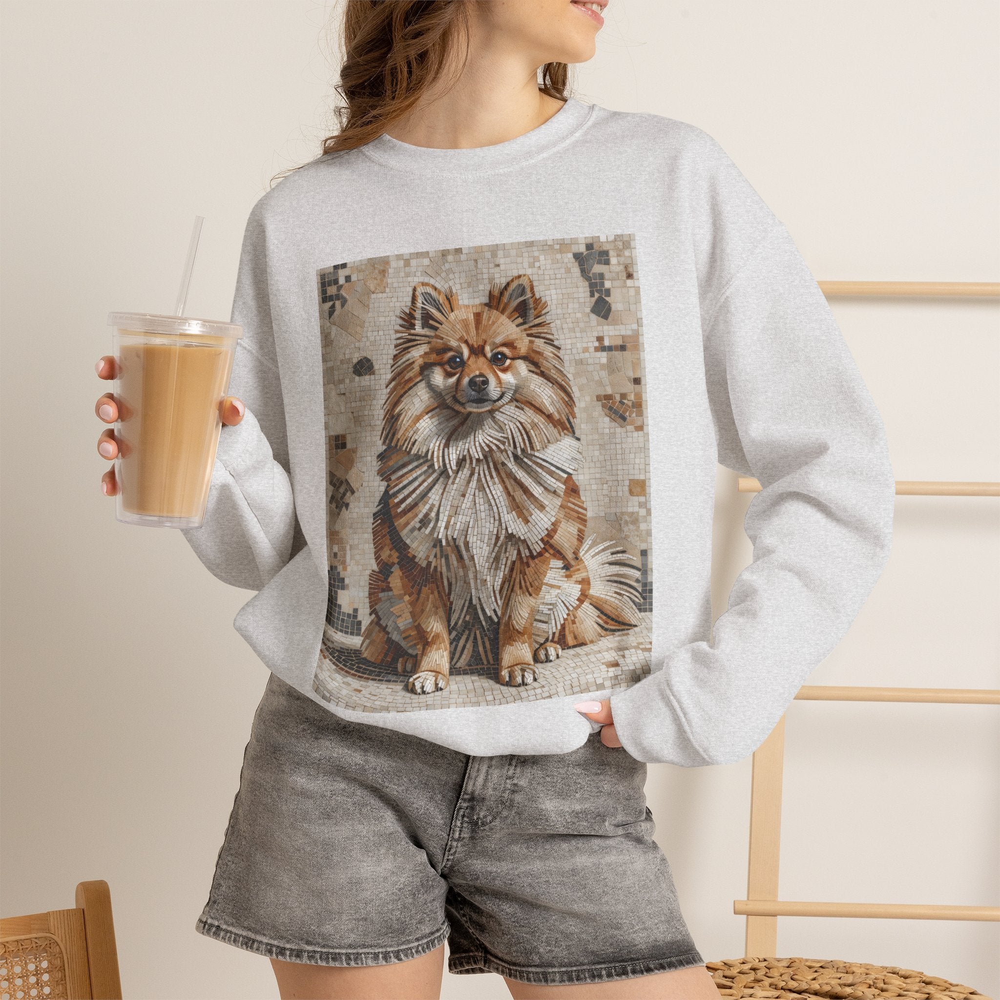 Pomeranian Sweatshirt | Living Work of Art Collection | Mosaic Style
