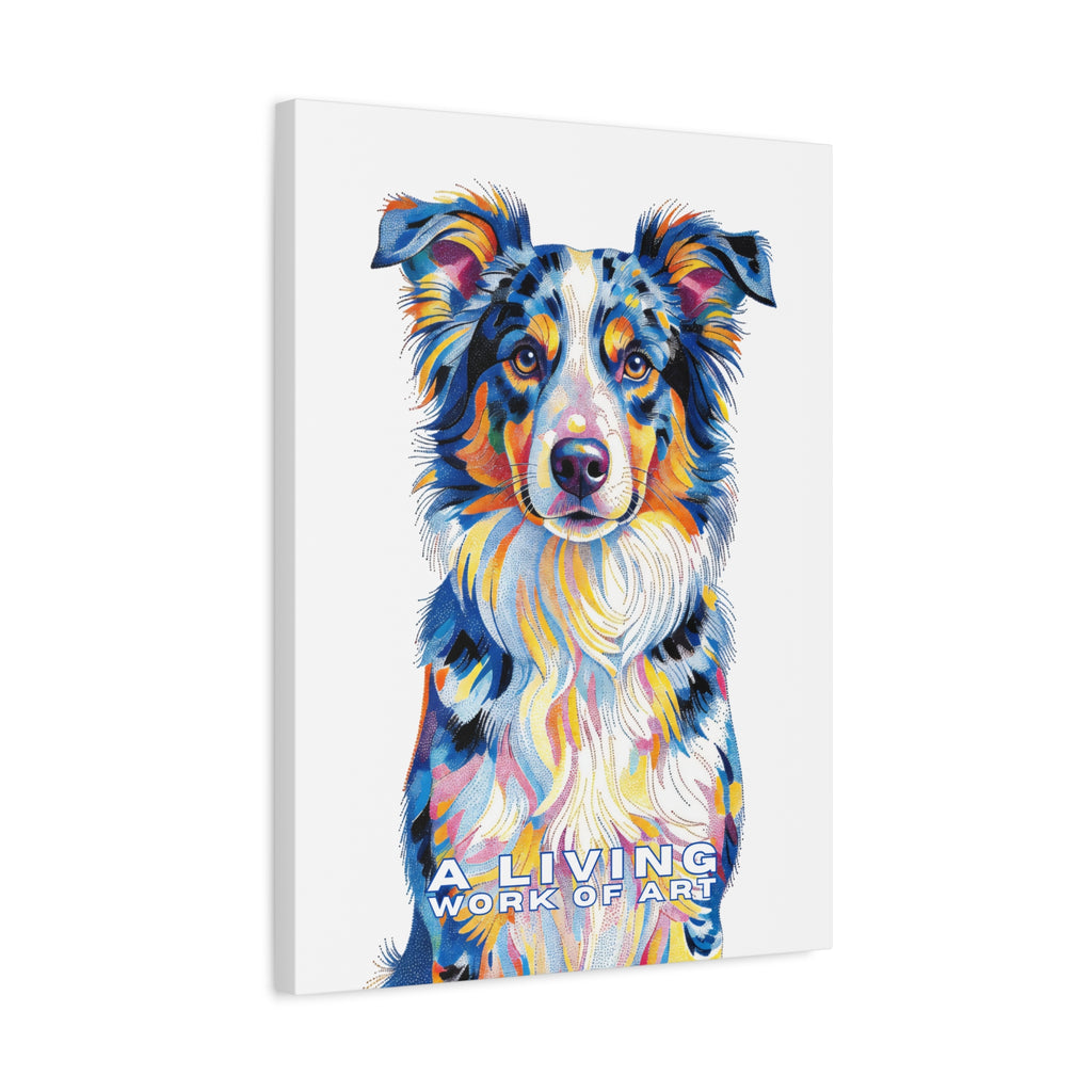 Australian Shepherd Canvas Wall Art | Living Work of Art Collection | Pointillism Style Print