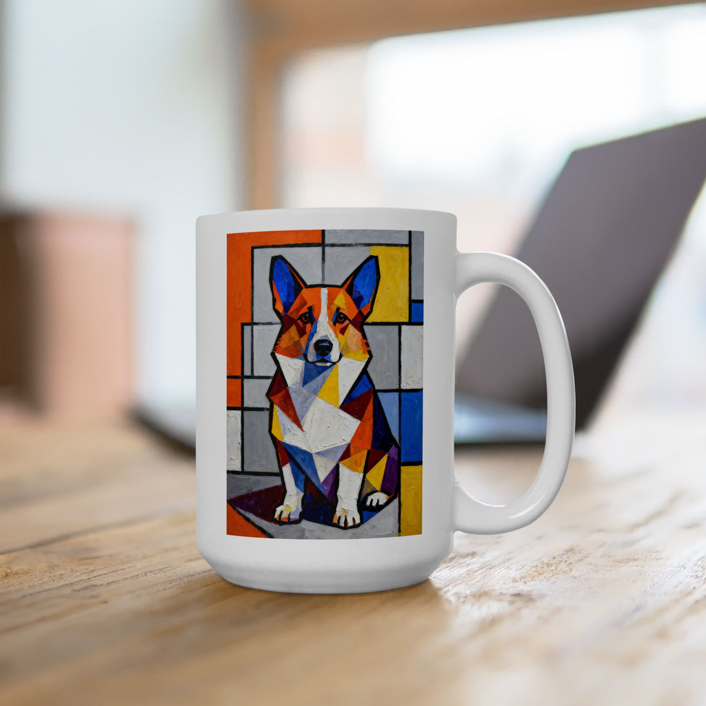 Corgi Coffee Mug | Living Work of Art Collection | Cubist Style
