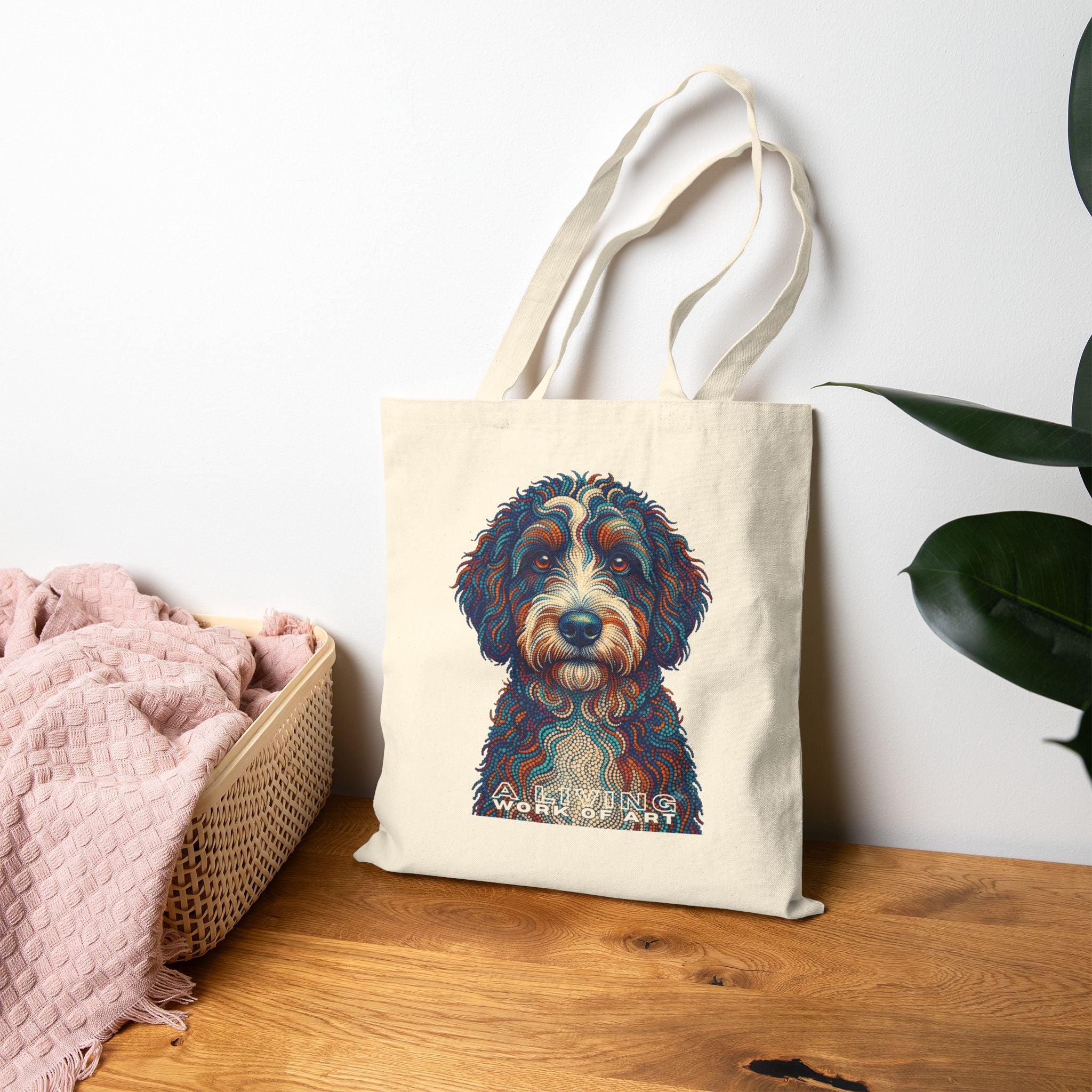 Bernedoodle Tote Bag | Living Work of Art Collection | Pointillism Style