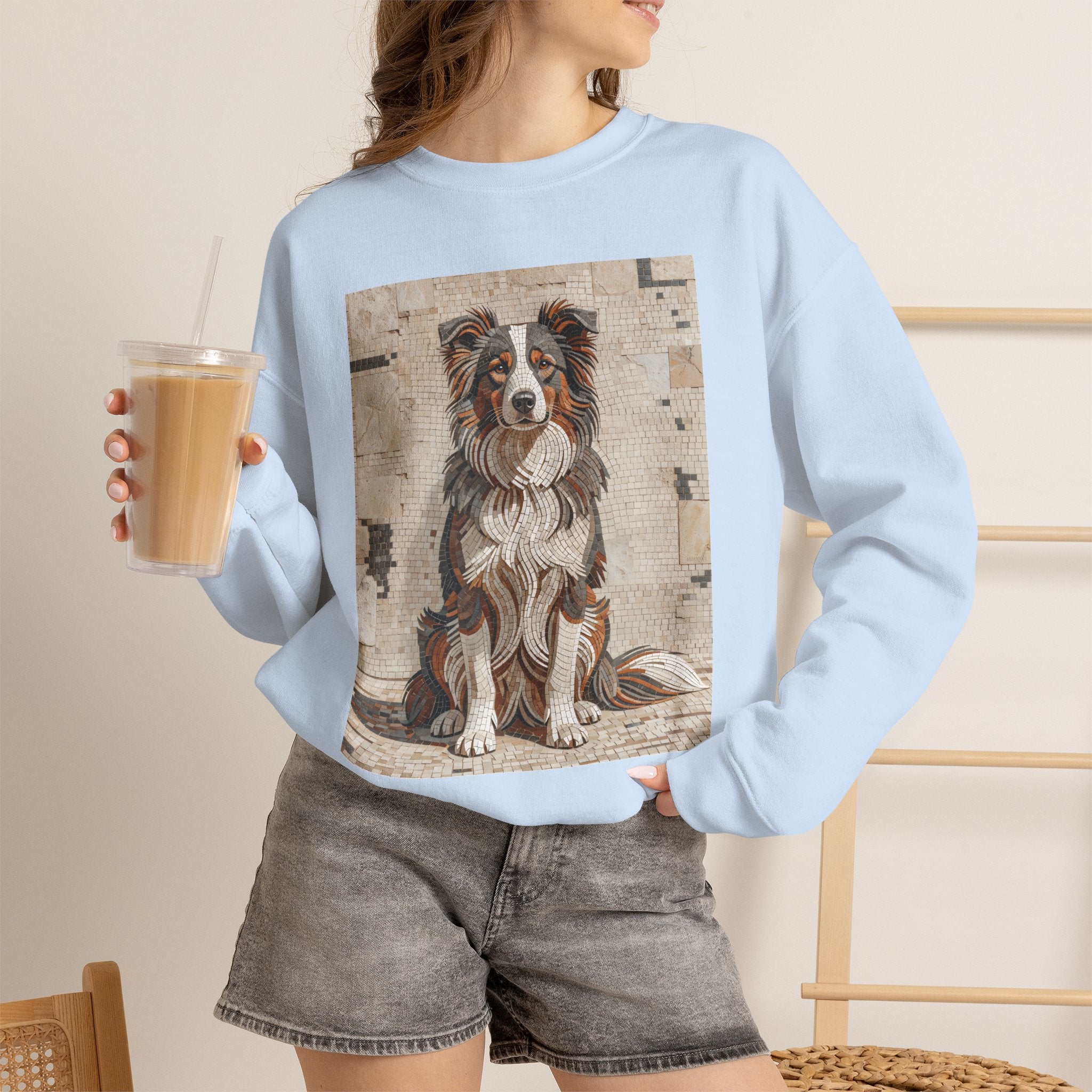 Border Collie Sweatshirt | Living Work of Art Collection | Mosaic Style