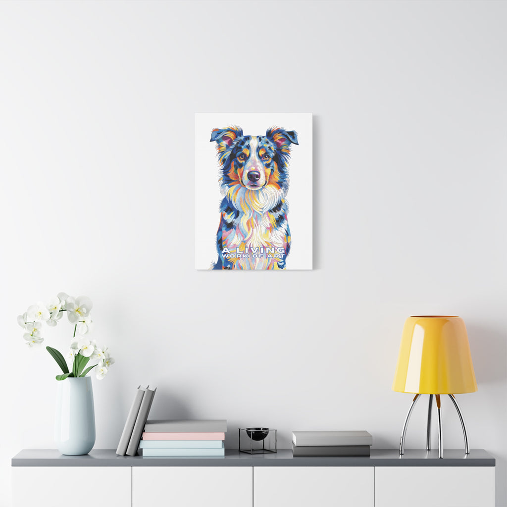 Australian Shepherd Canvas Wall Art | Living Work of Art Collection | Pointillism Style Print