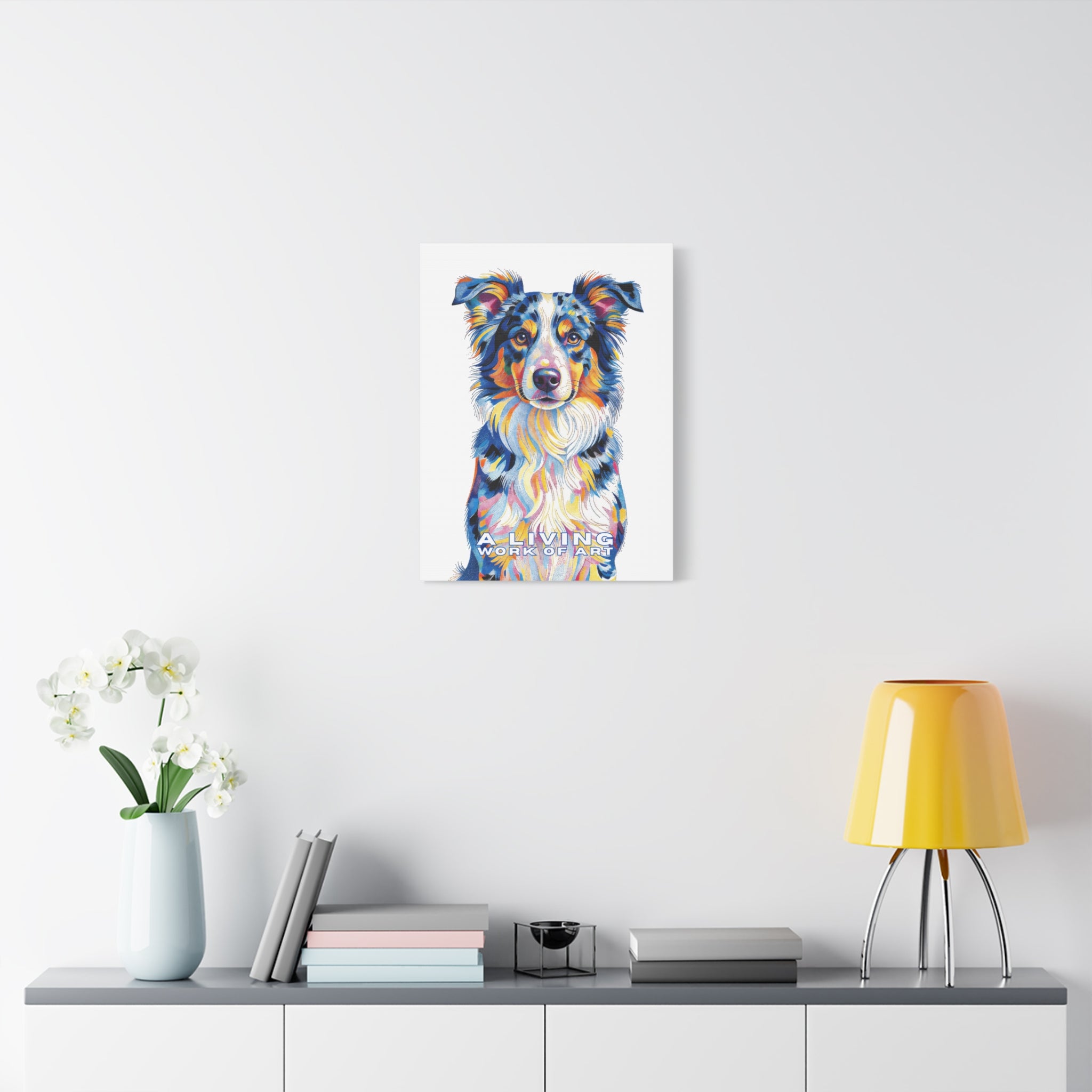 Australian Shepherd Canvas Wall Art | Living Work of Art Collection | Pointillism Style Print