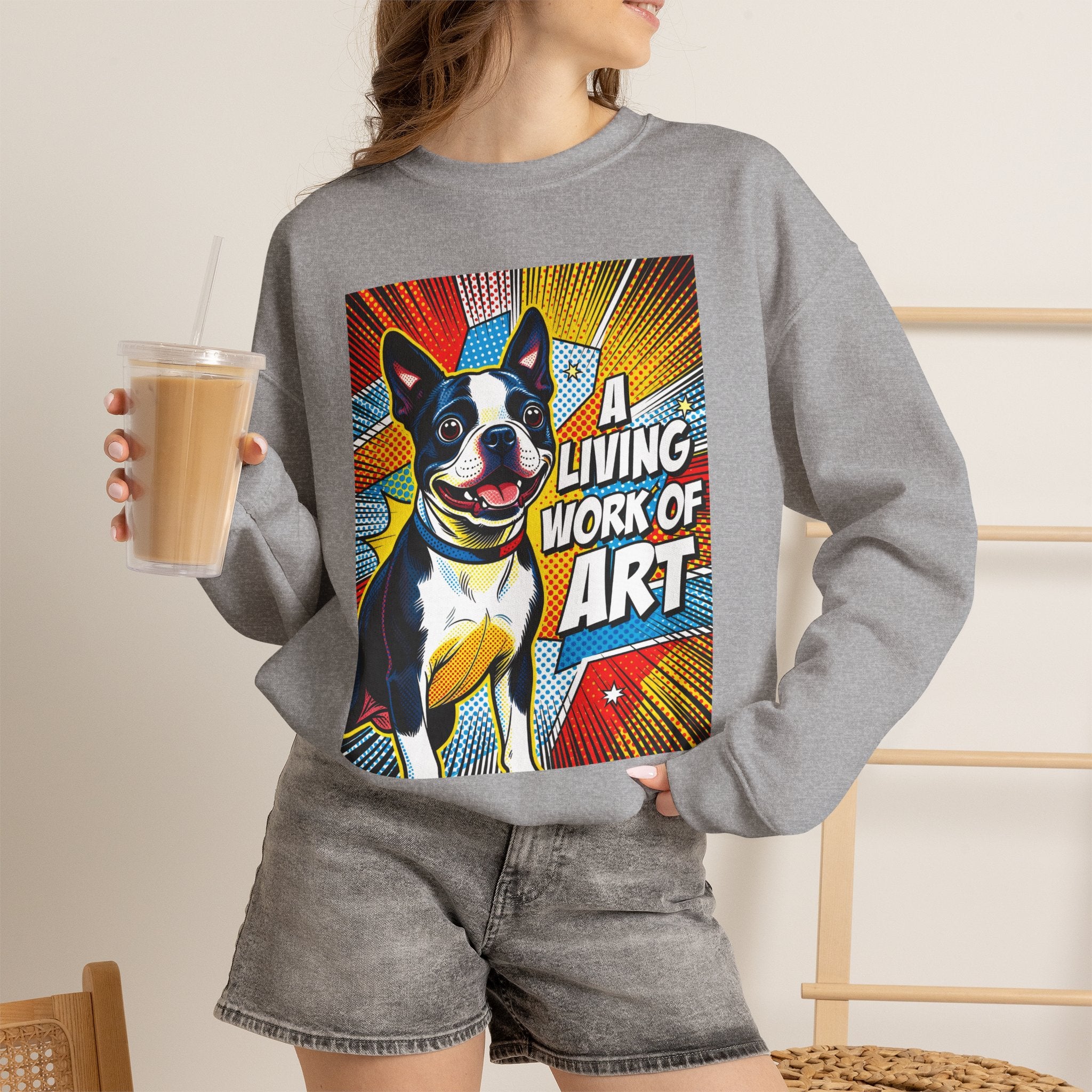 Boston Terrier Sweatshirt | Living Work of Art Collection | Pop Art