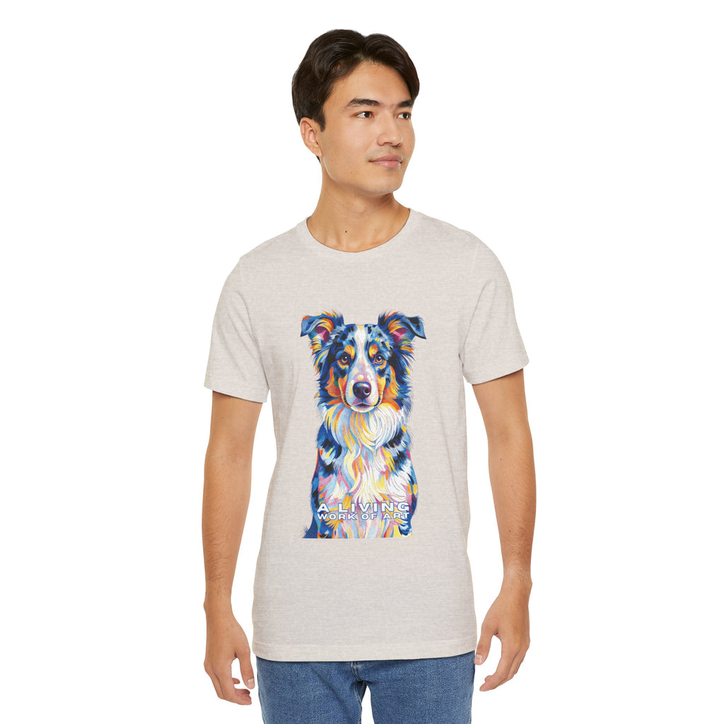 Australian Shepherd T Shirt | Living Work of Art Collection | Pointillism Style