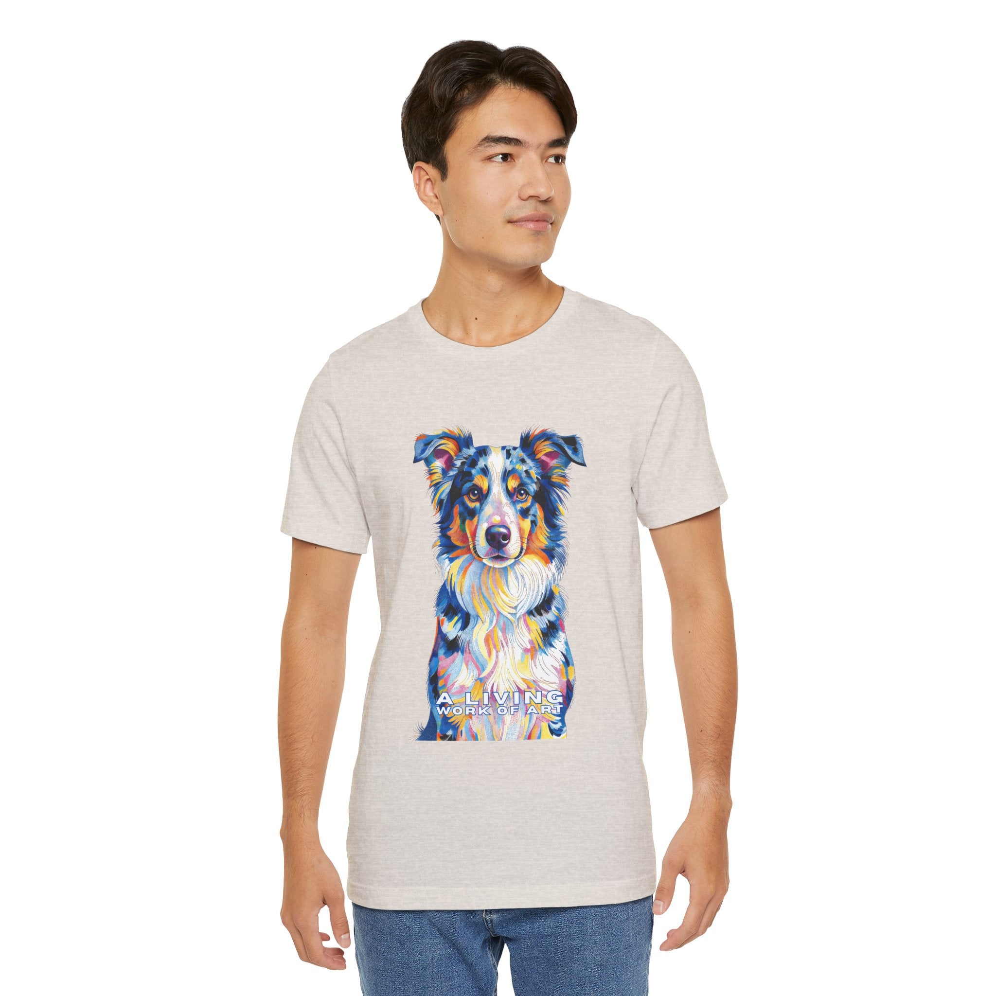 Australian Shepherd T Shirt | Living Work of Art Collection | Pointillism Style
