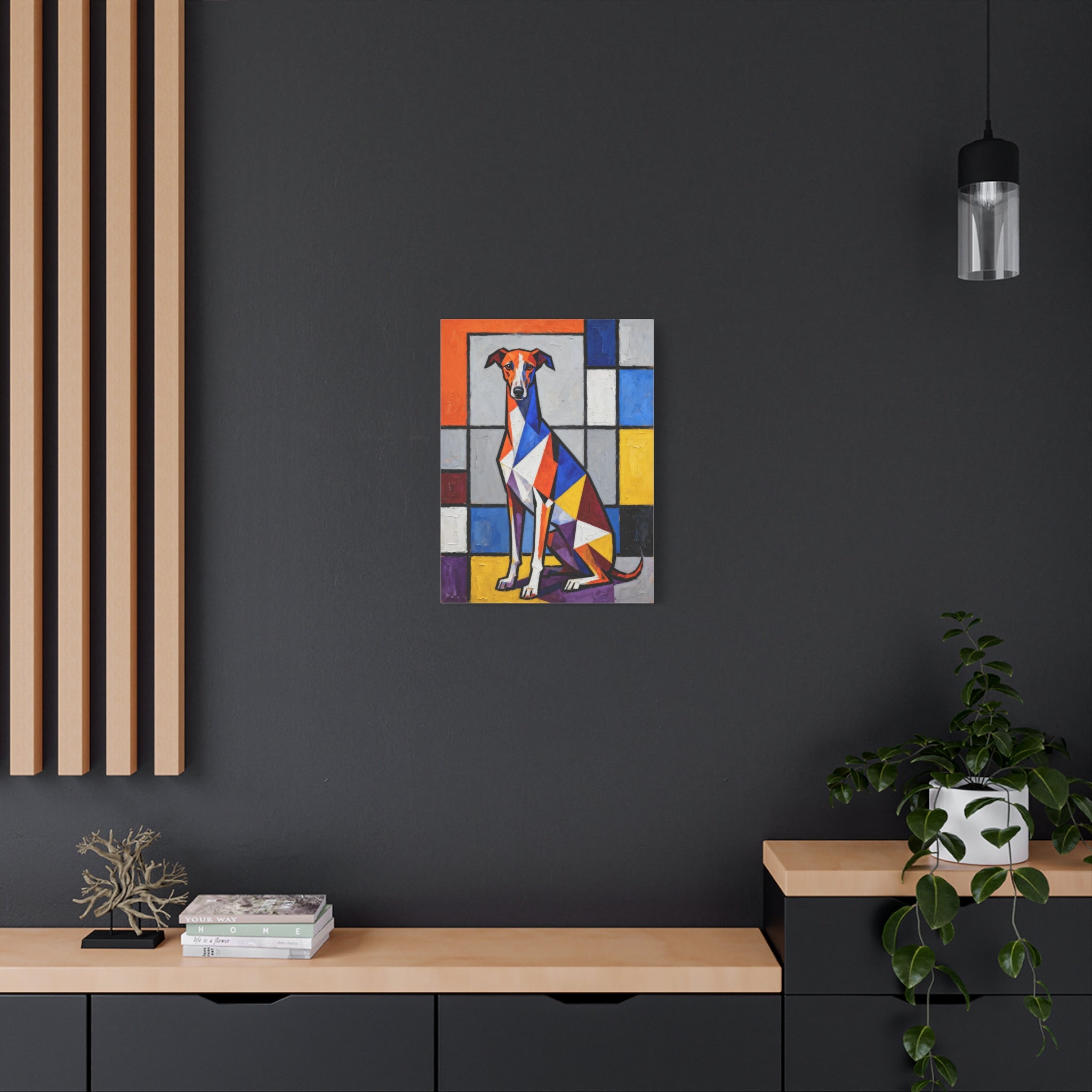 Whippet Canvas Wall Art | Living Work of Art Collection | Cubist Style Print