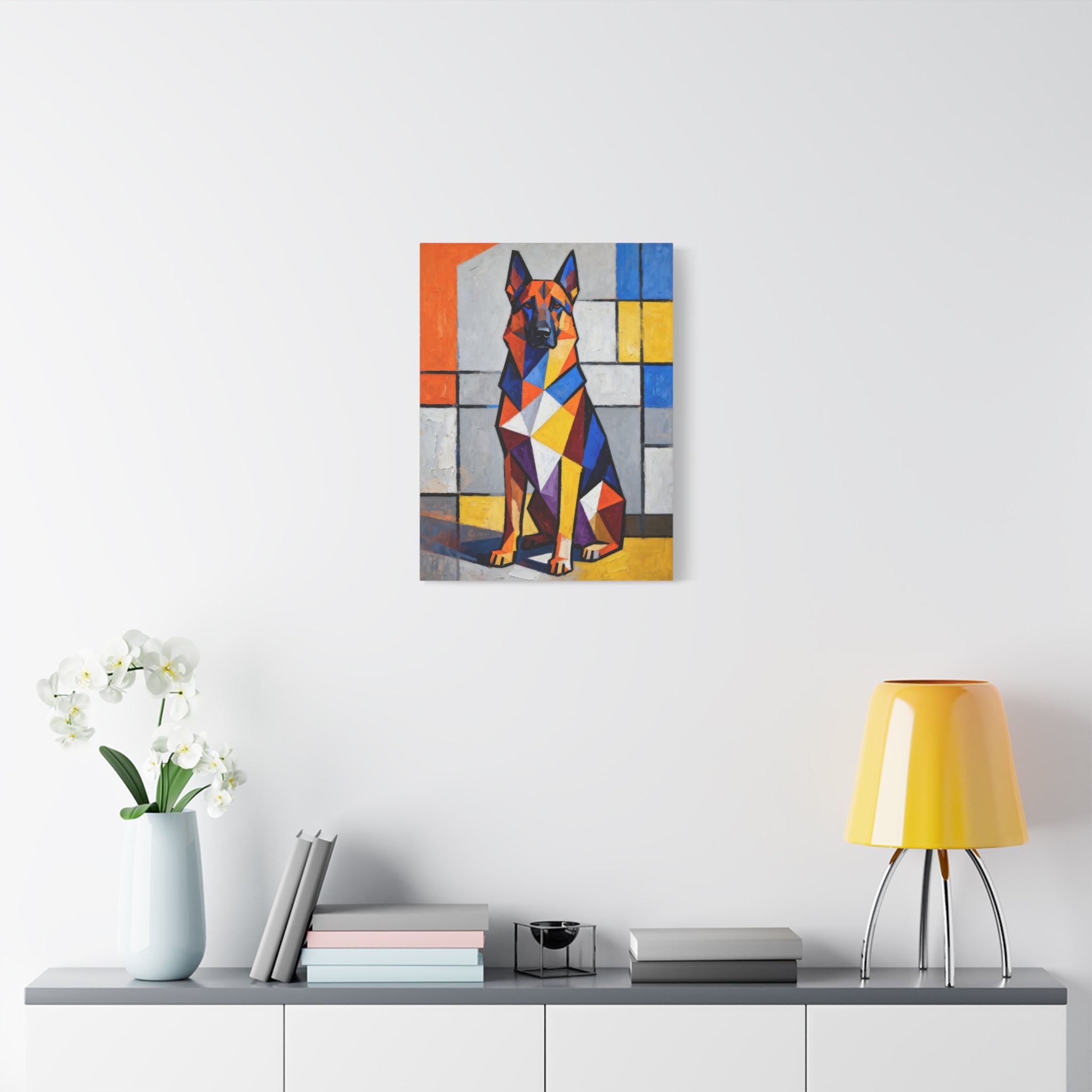 German Shepherd Canvas Wall Art | Living Work of Art Collection | Cubist Style Print