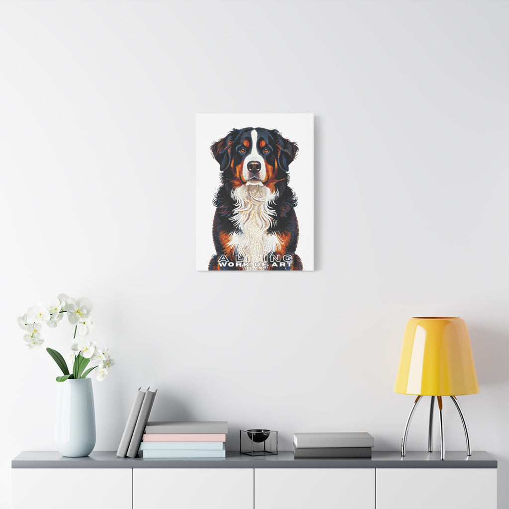 Bernese Mountain Dog Canvas Wall Art | Living Work of Art Collection | Pointillism Style Print