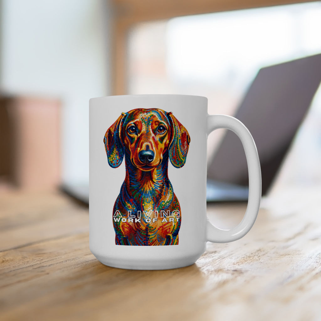 Dachshund Coffee Mug | Living Work of Art Collection | Pointillism Style