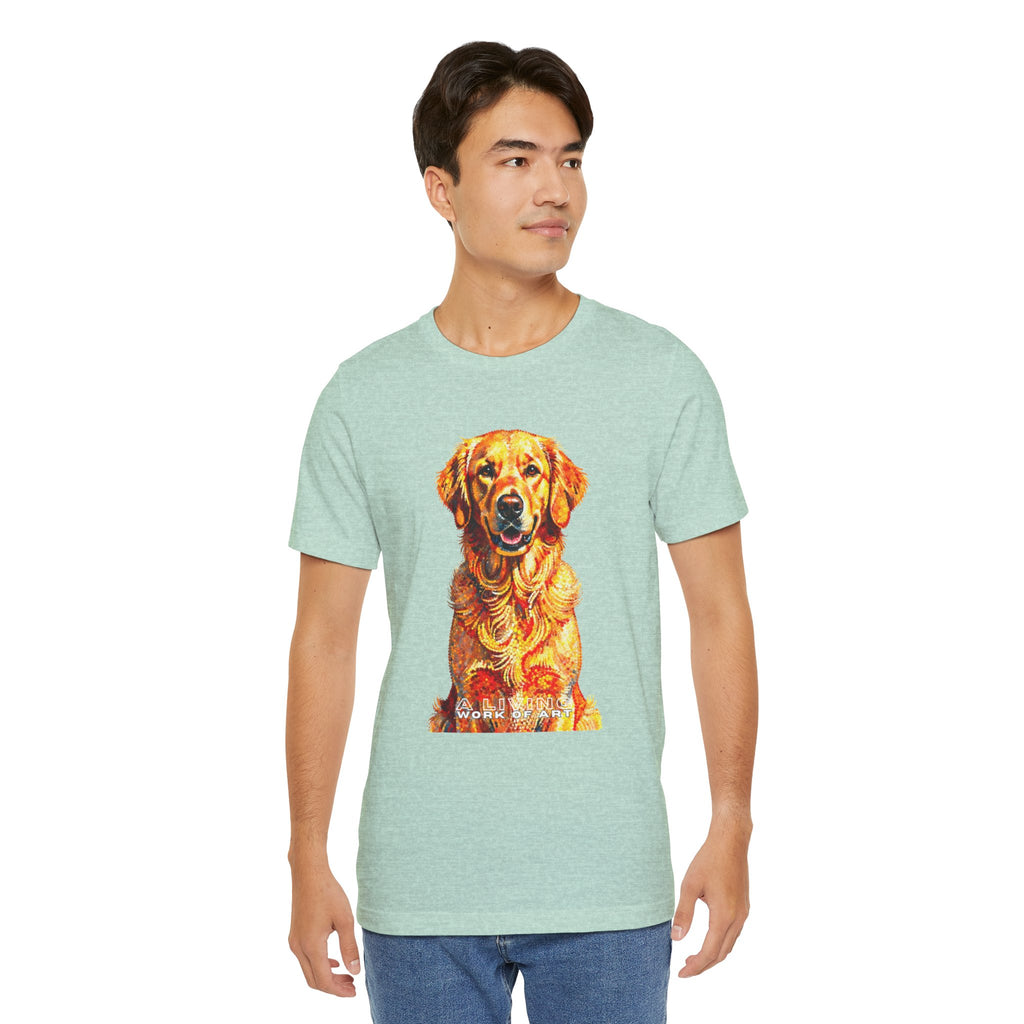Golden Retriever Pointer T Shirt | Living Work of Art Collection | Pointillism Style