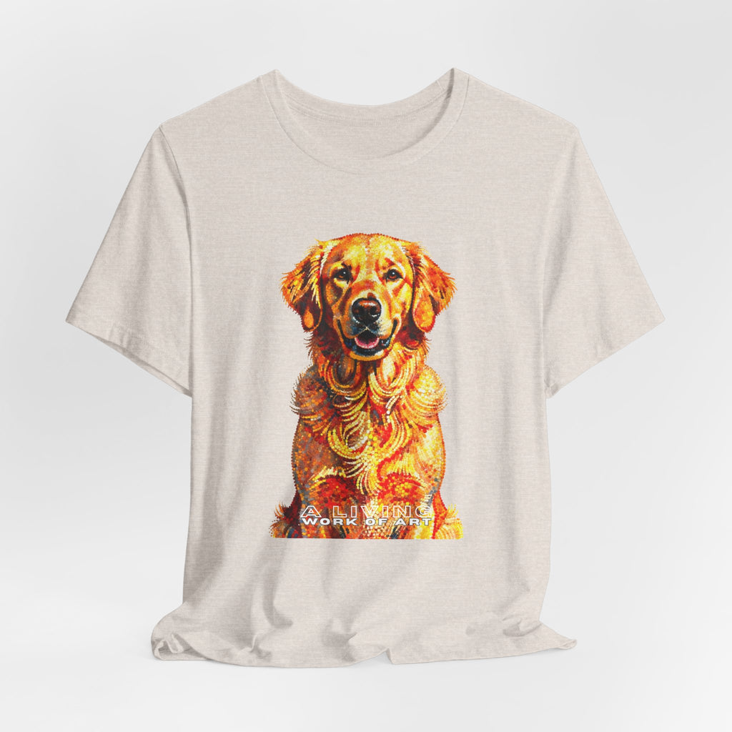 Golden Retriever Pointer T Shirt | Living Work of Art Collection | Pointillism Style