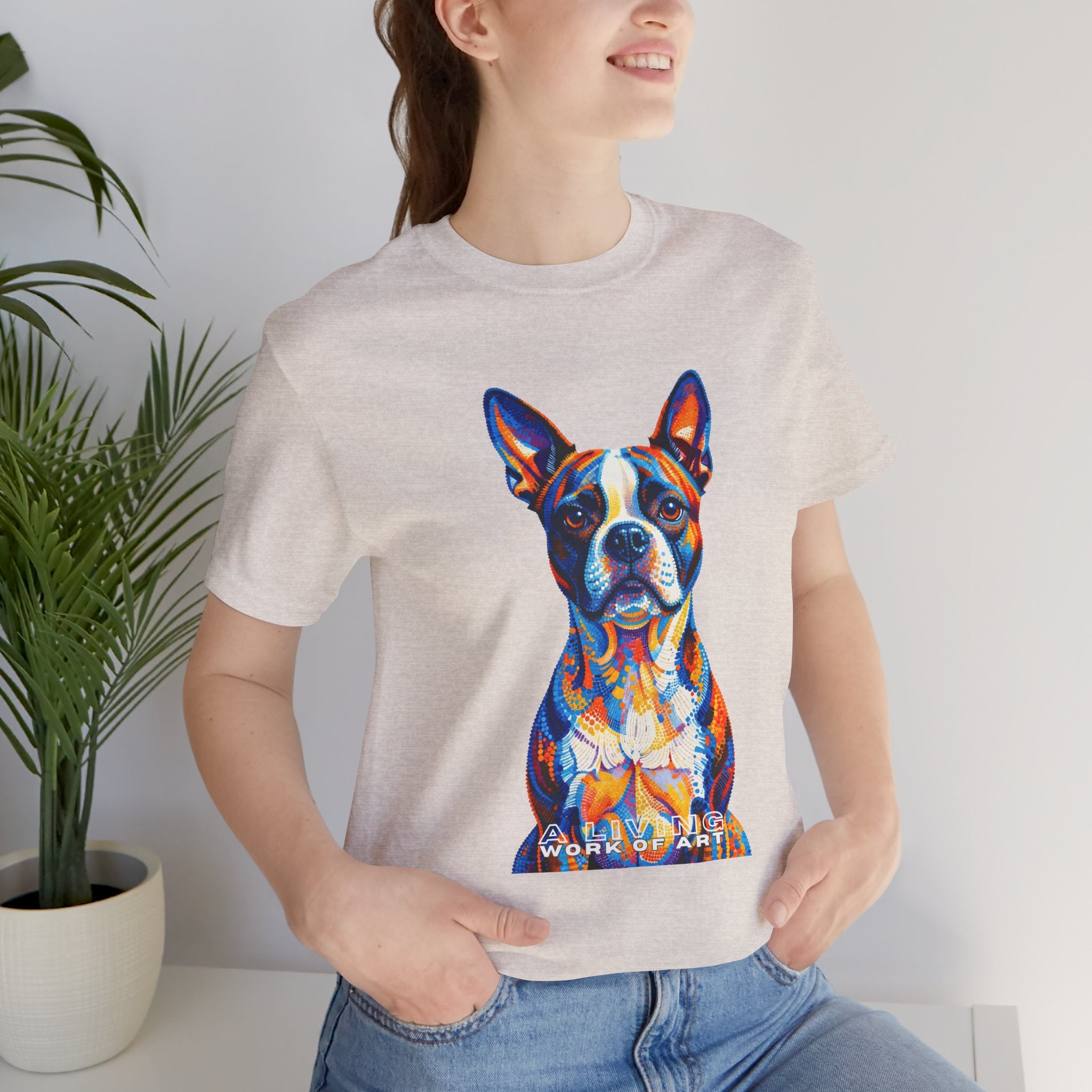 Boston Terrier T Shirt | Living Work of Art Collection | Pointillism Style