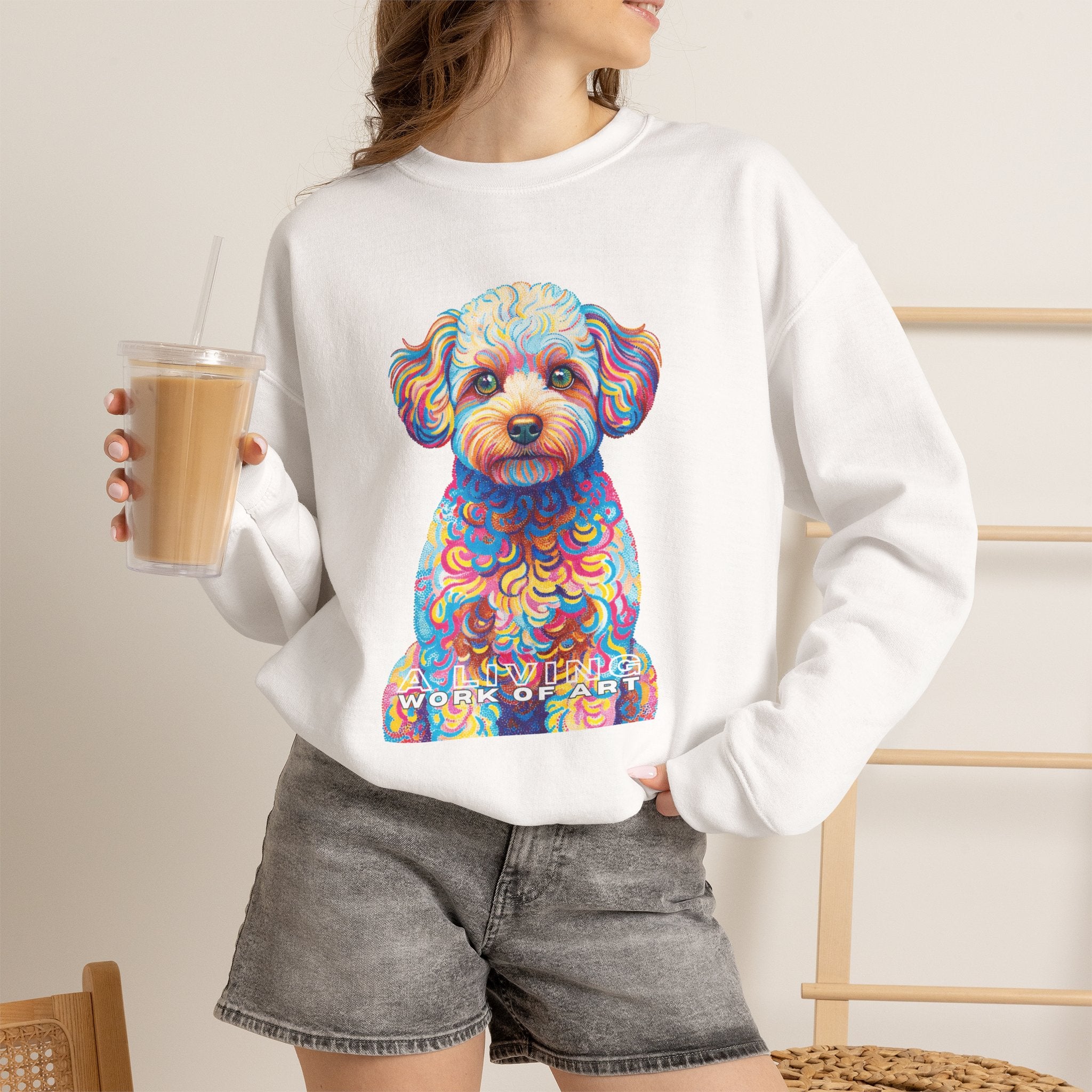 Maltipoo Sweatshirt | Living Work of Art Collection | Pointillism Style