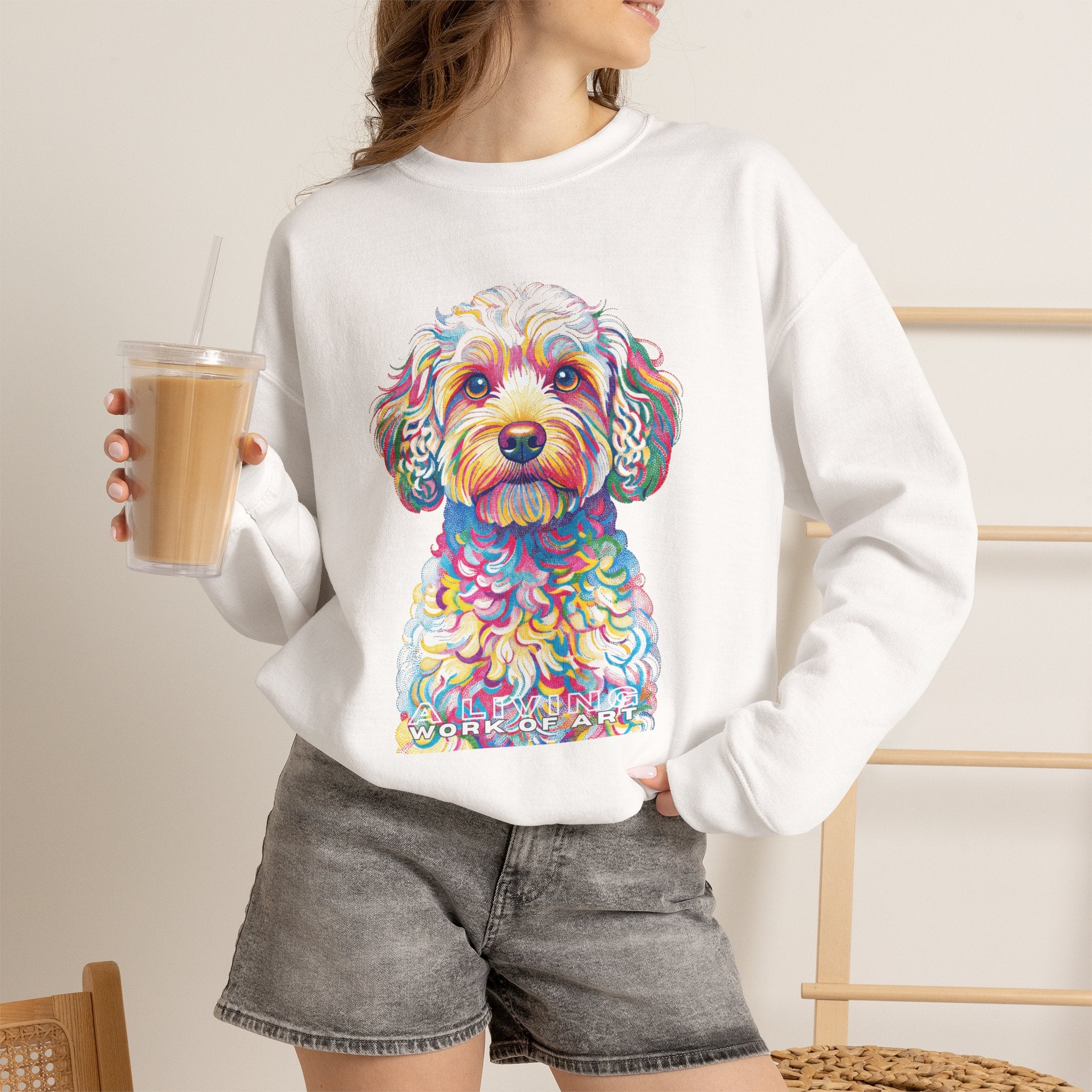Cavapoo Sweatshirt | Living Work of Art Collection | Pointillism Style
