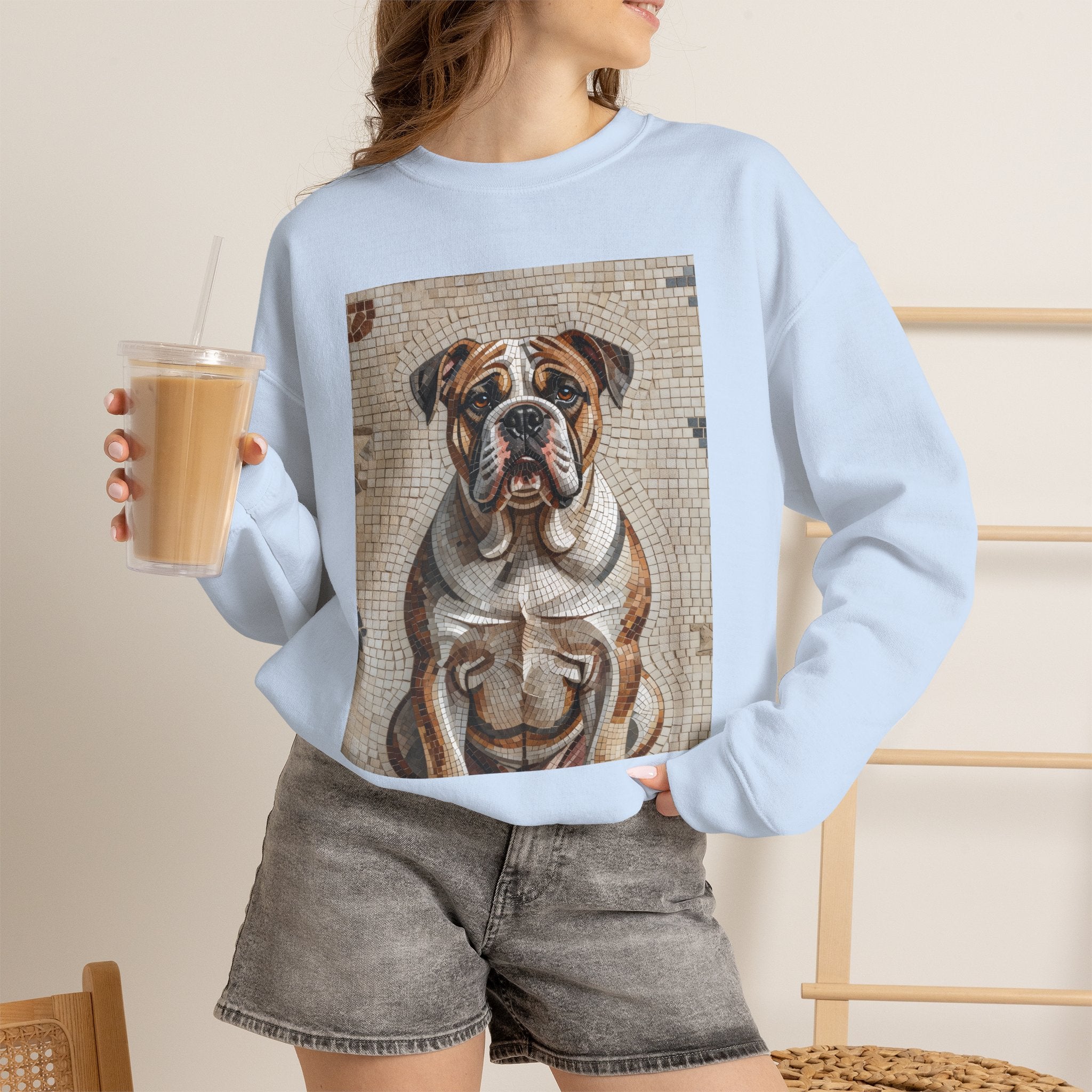 Bulldog Sweatshirt | Living Work of Art Collection | Mosaic Style