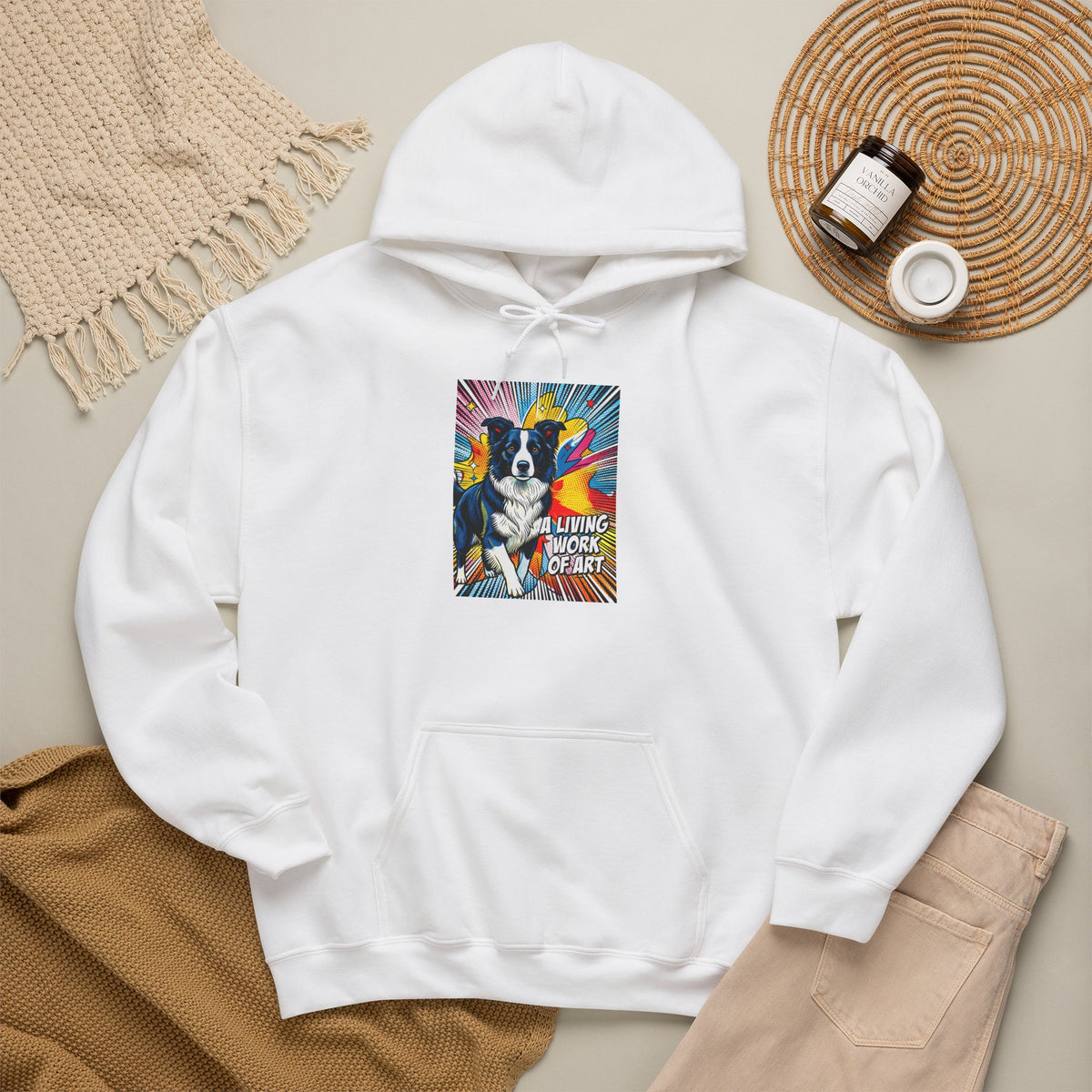 Border Collie Hoodie | Living Work of Art Collection | Pop Art Style