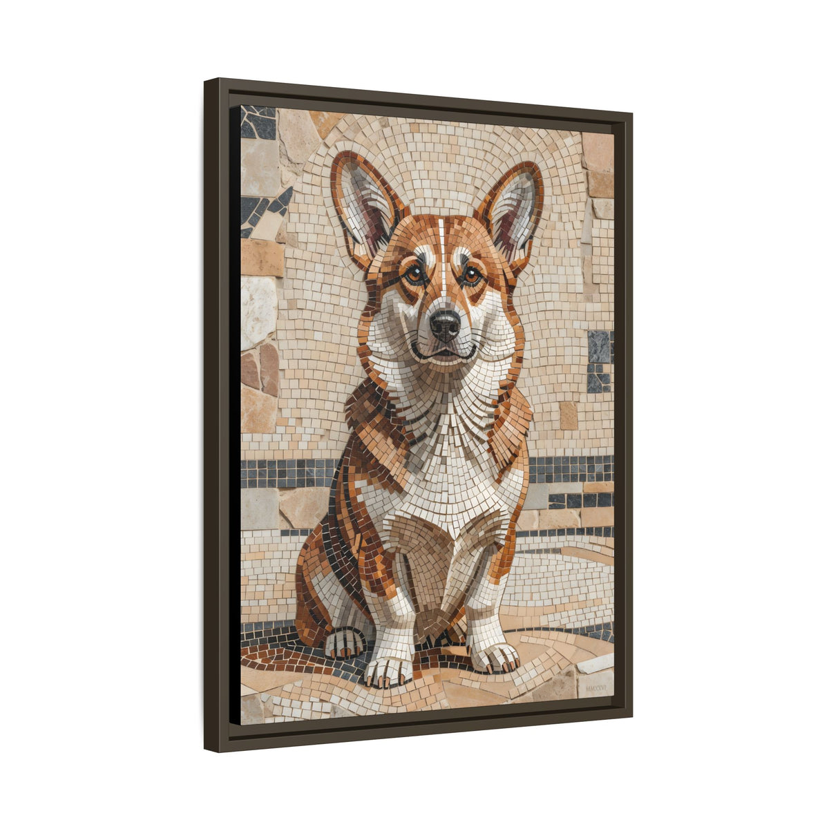Corgi Canvas Wall Art - Mosaic Style Fine Art Print | Living Work of Art Collection